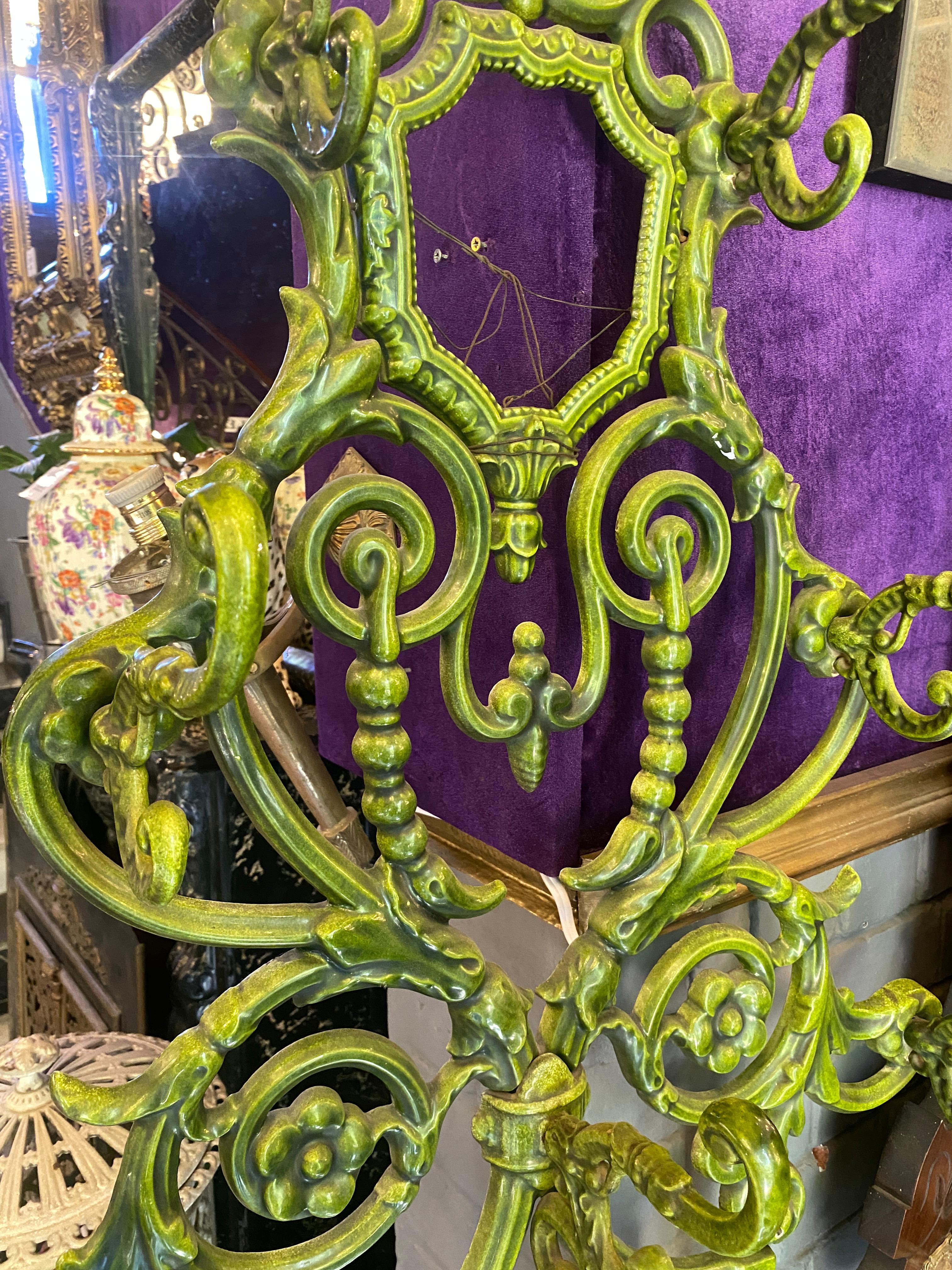 Incredible Art Nouveau Enameled Hall Stand
