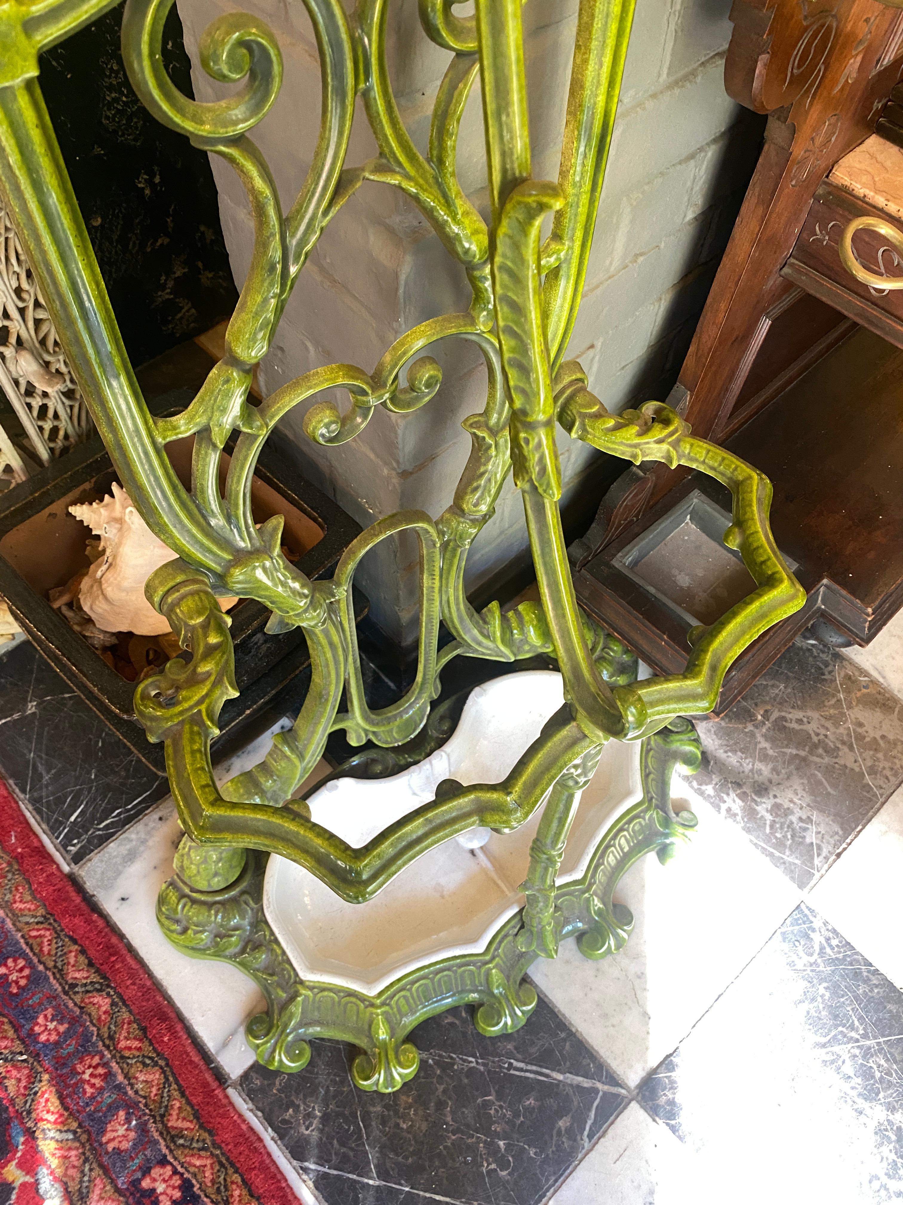 Incredible Art Nouveau Enameled Hall Stand