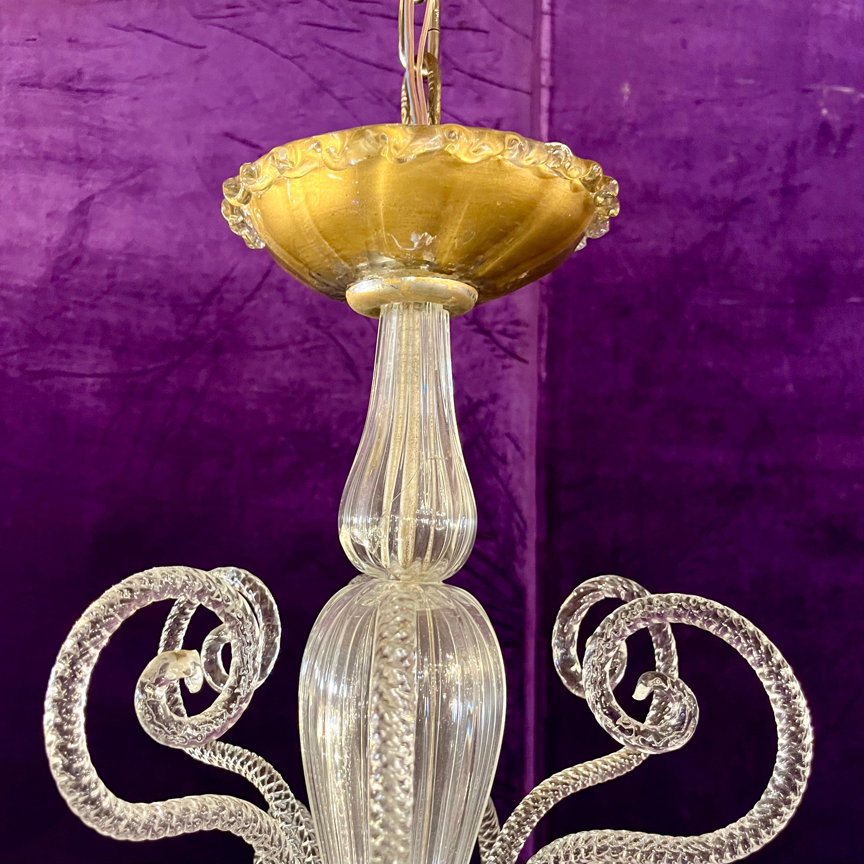 A Very Rare and Large Antique Murano Chandelier with Gilded Details