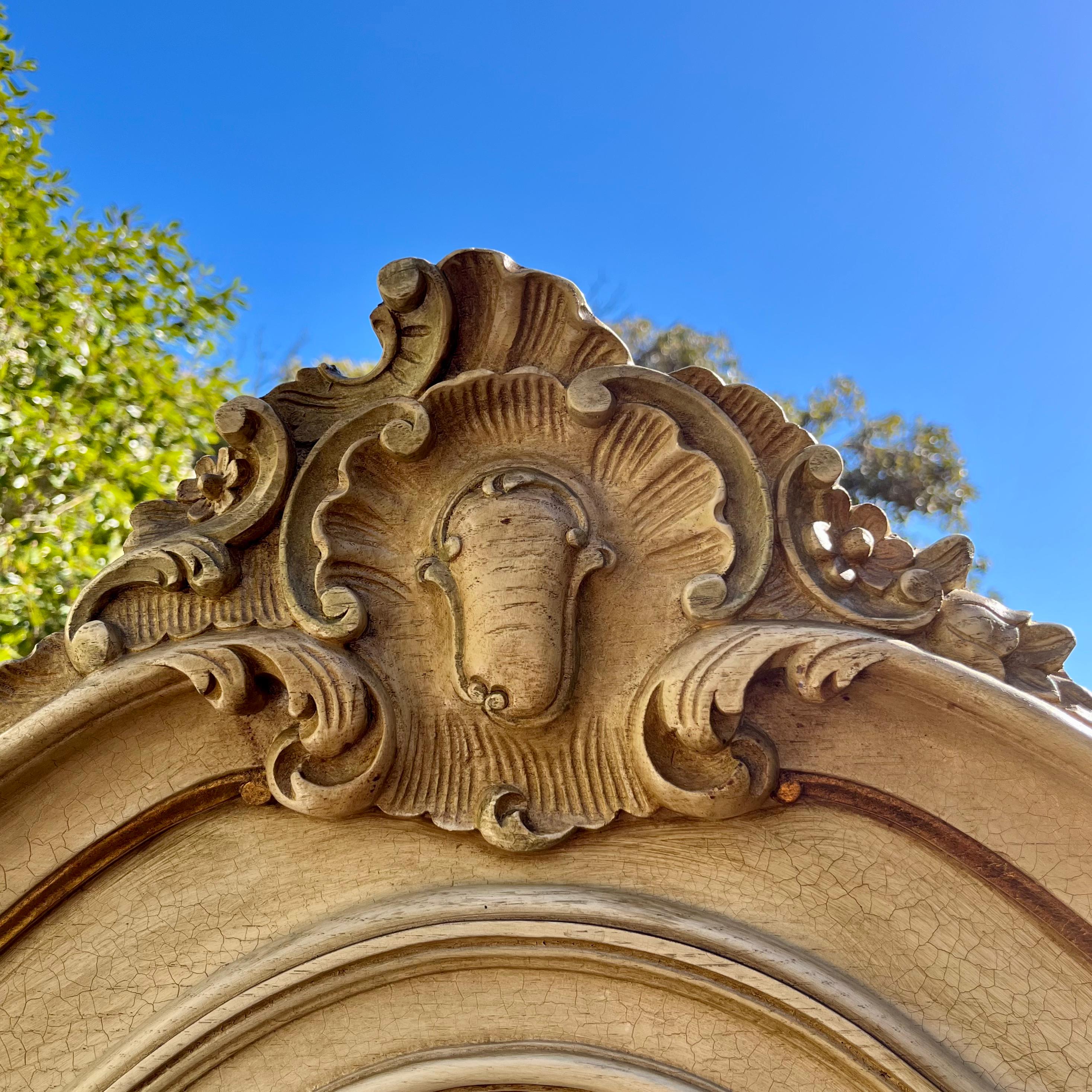 Antique French Buttercream Yellow Display Cabinet