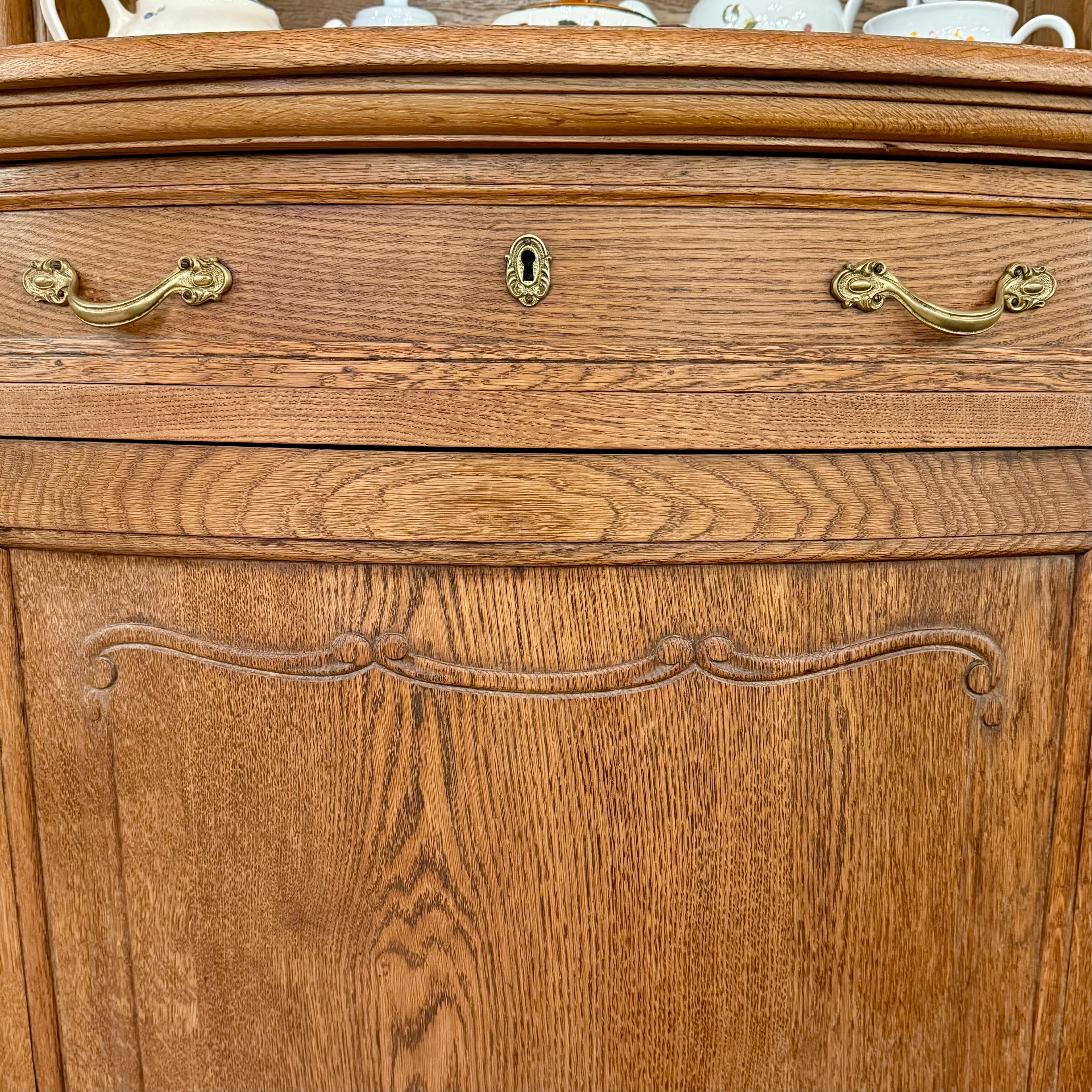 Antique French Oak Cabinet with Beautiful Glazed Doors, c. 1900