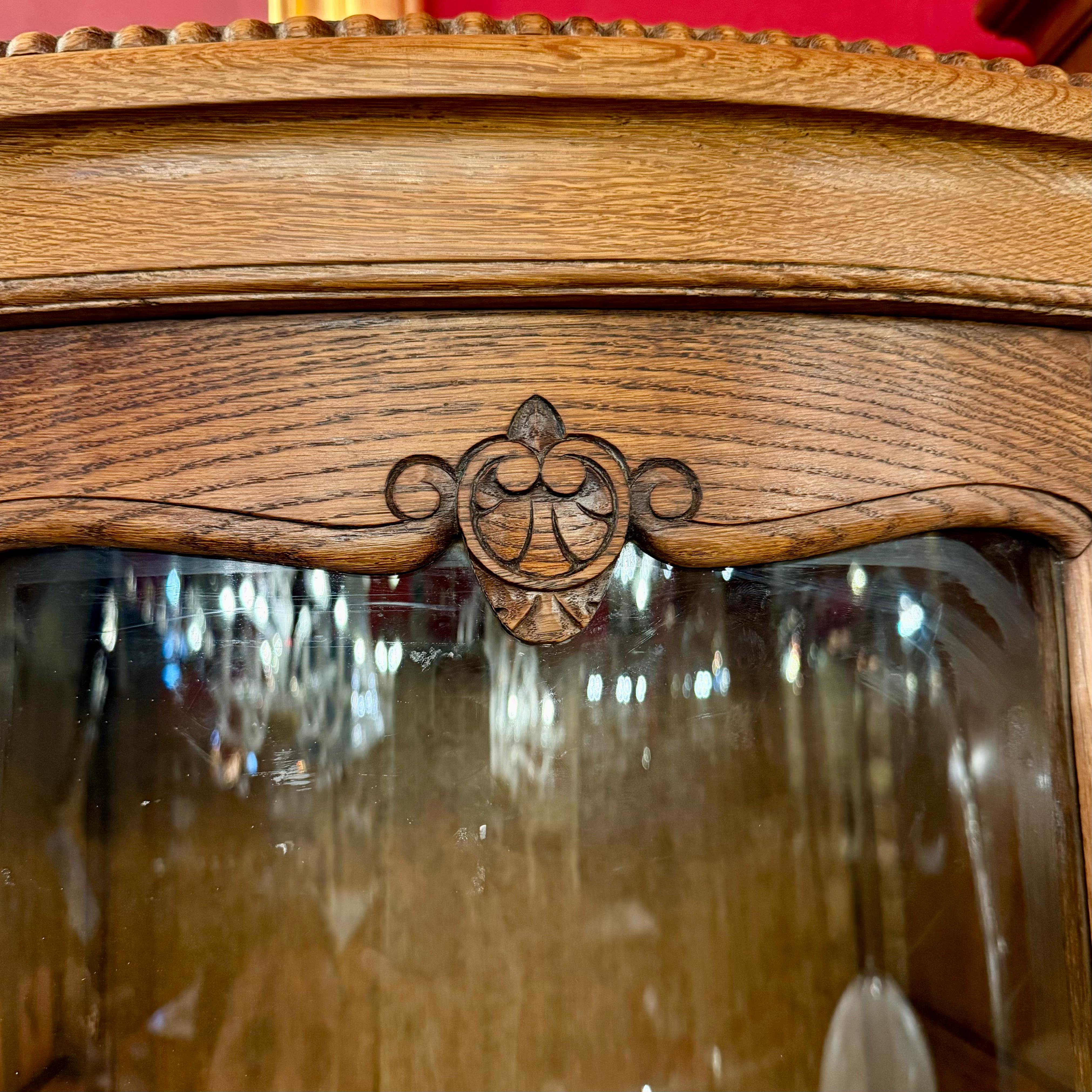 Antique French Oak Cabinet with Beautiful Glazed Doors, c. 1900