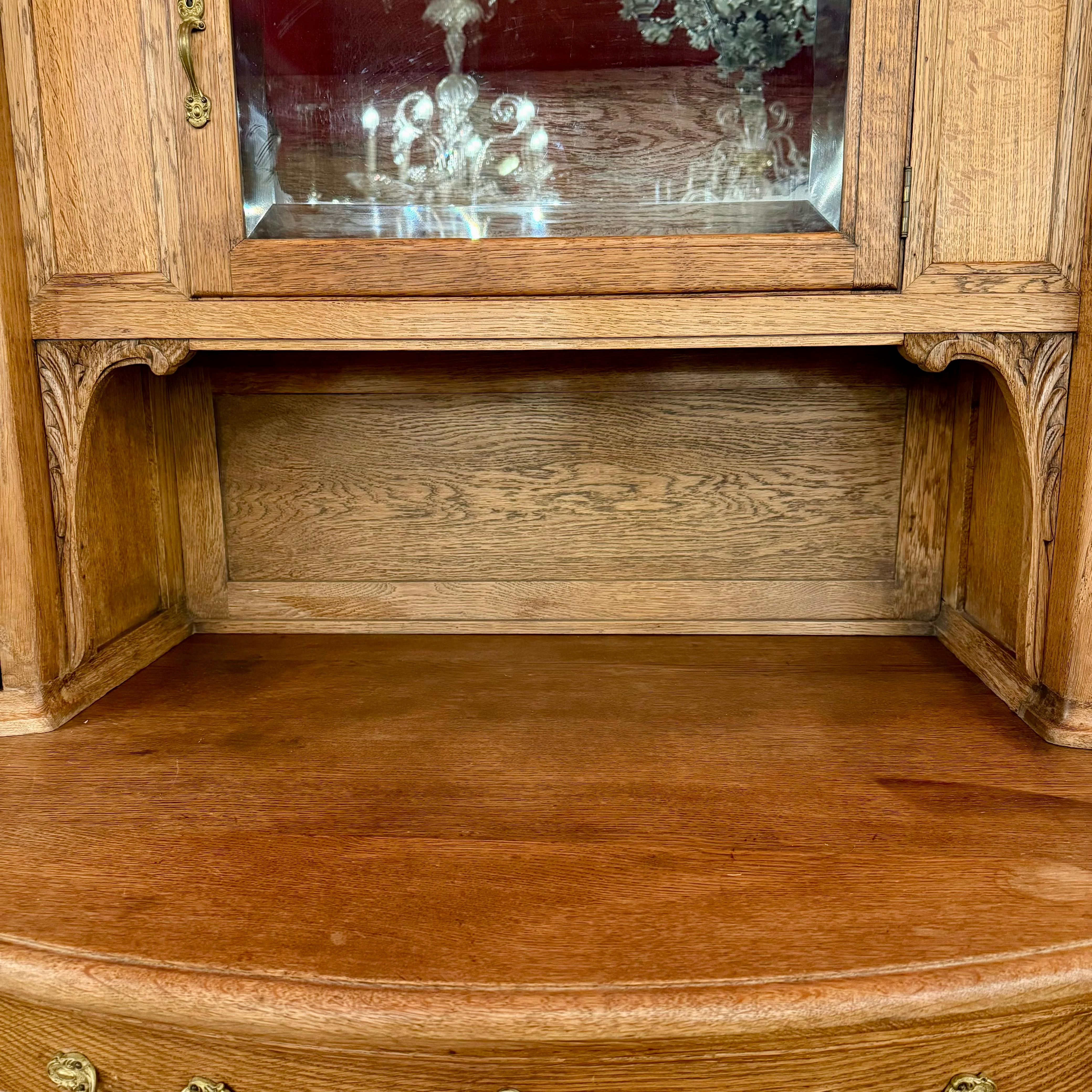 Antique French Oak Cabinet with Beautiful Glazed Doors, c. 1900