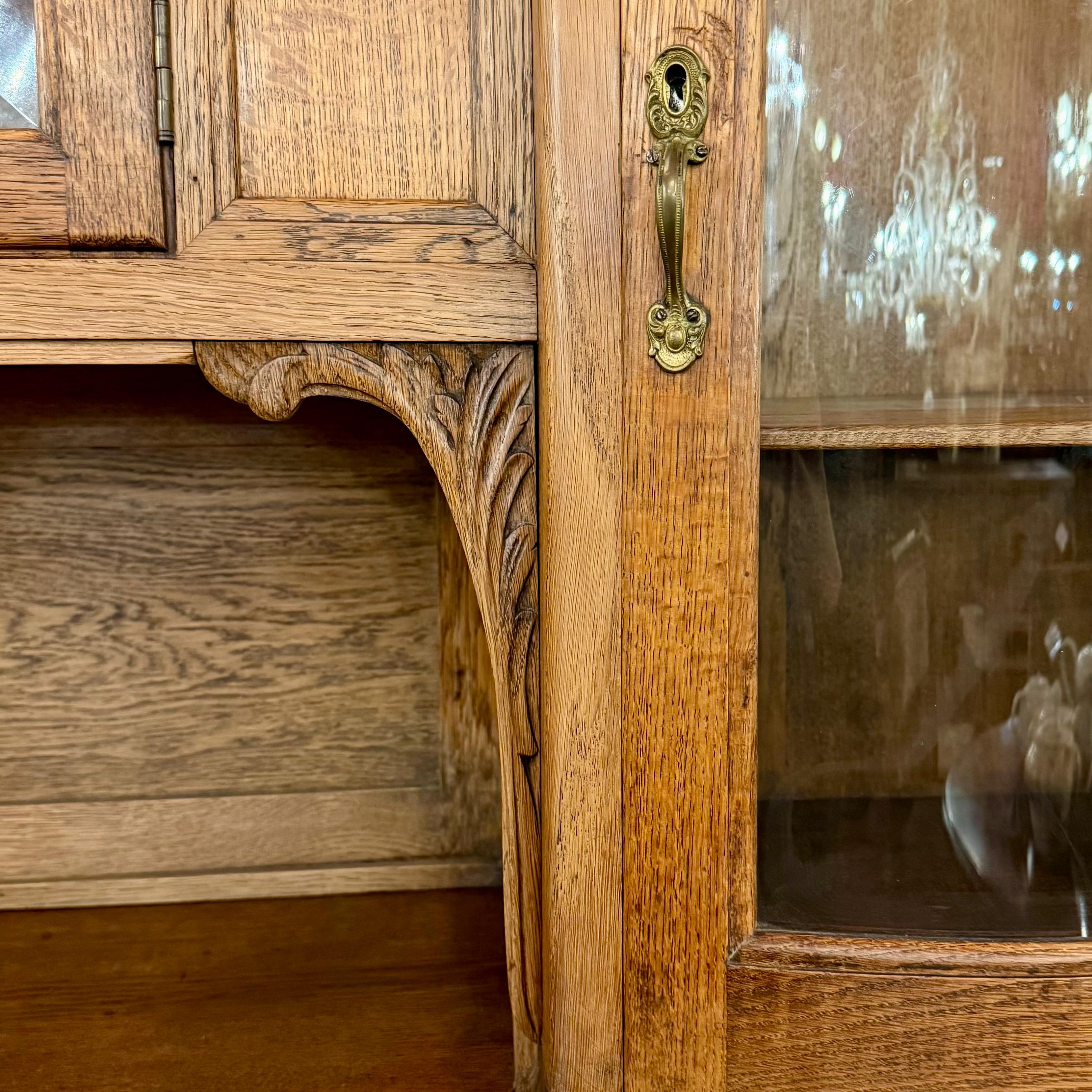 Antique French Oak Cabinet with Beautiful Glazed Doors, c. 1900