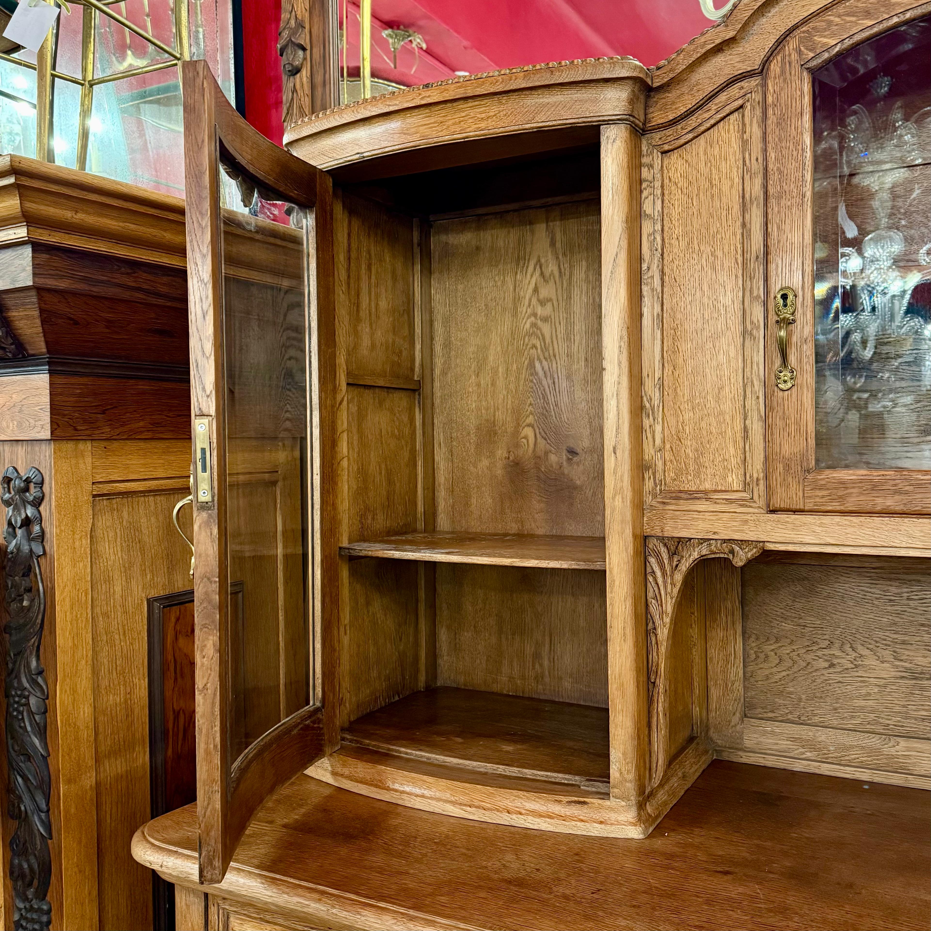 Antique French Oak Cabinet with Beautiful Glazed Doors, c. 1900