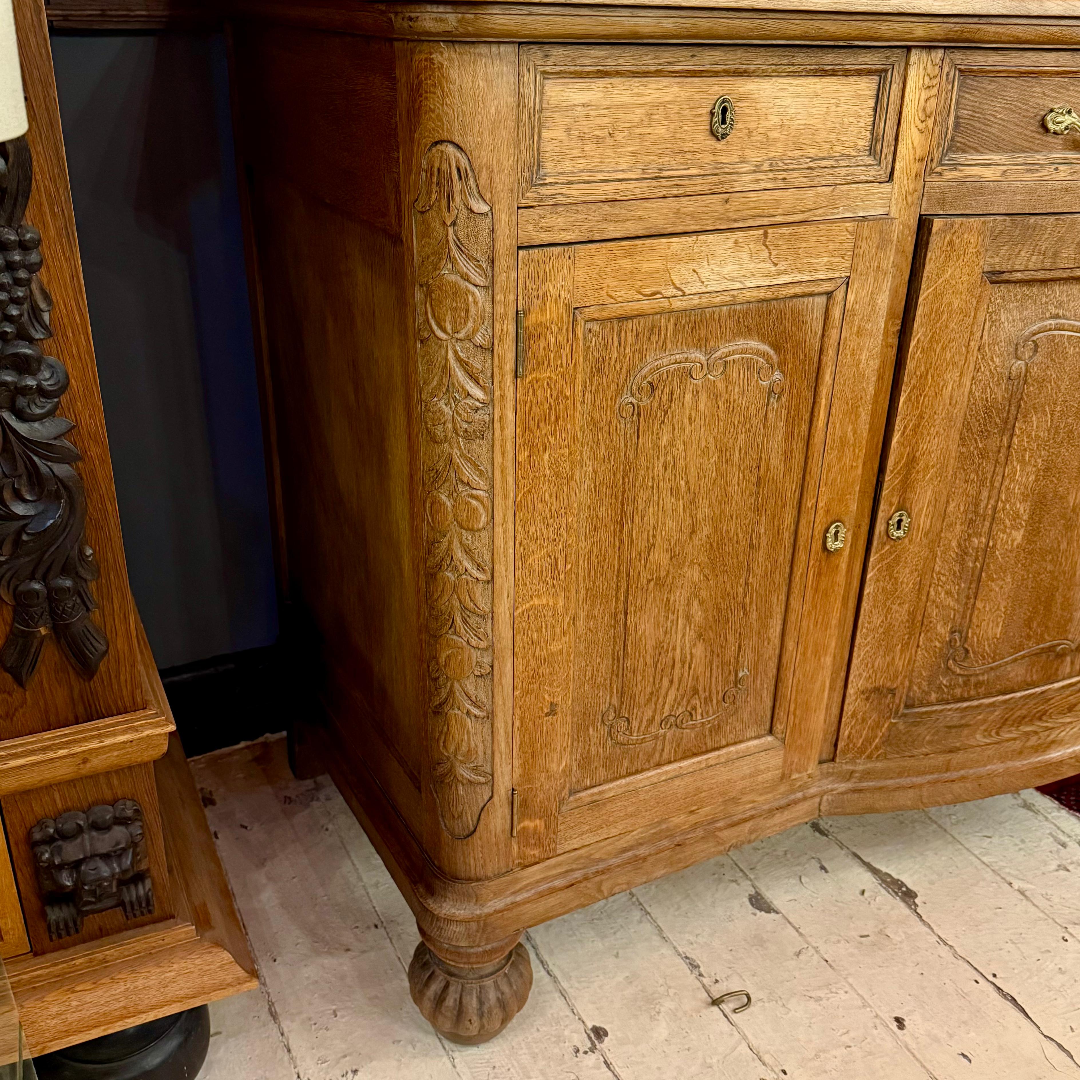 Antique French Oak Cabinet with Beautiful Glazed Doors, c. 1900