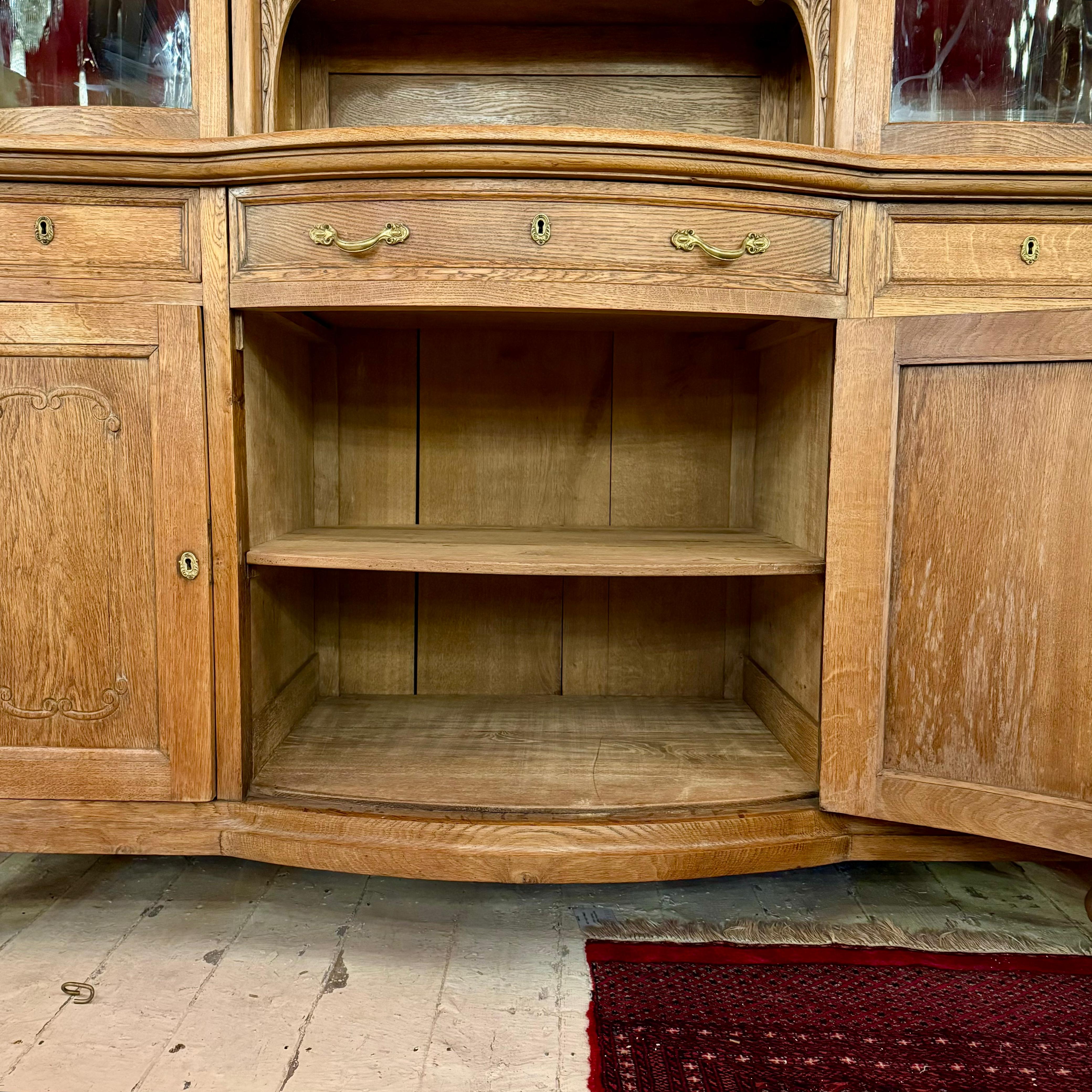 Antique French Oak Cabinet with Beautiful Glazed Doors, c. 1900