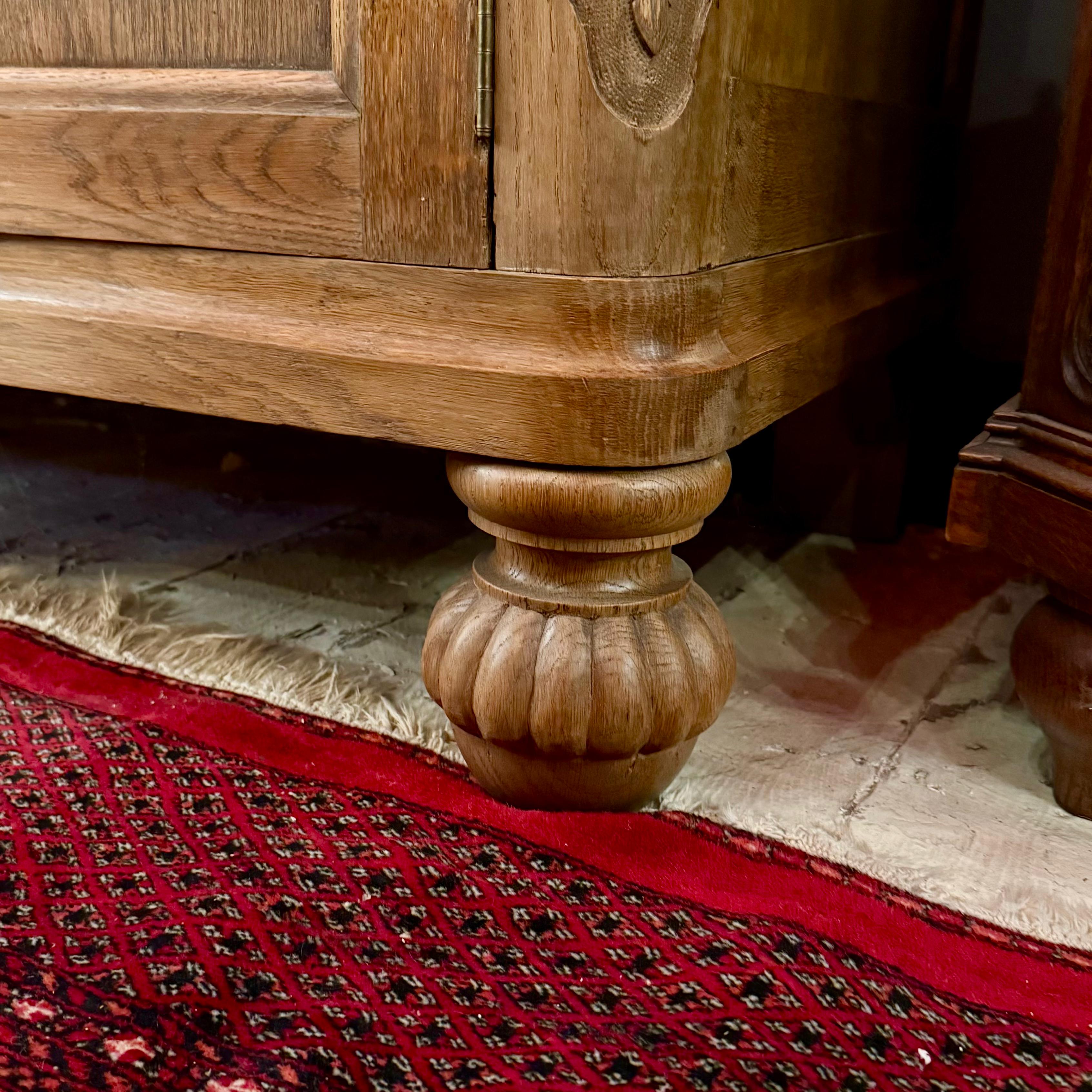Antique French Oak Cabinet with Beautiful Glazed Doors, c. 1900