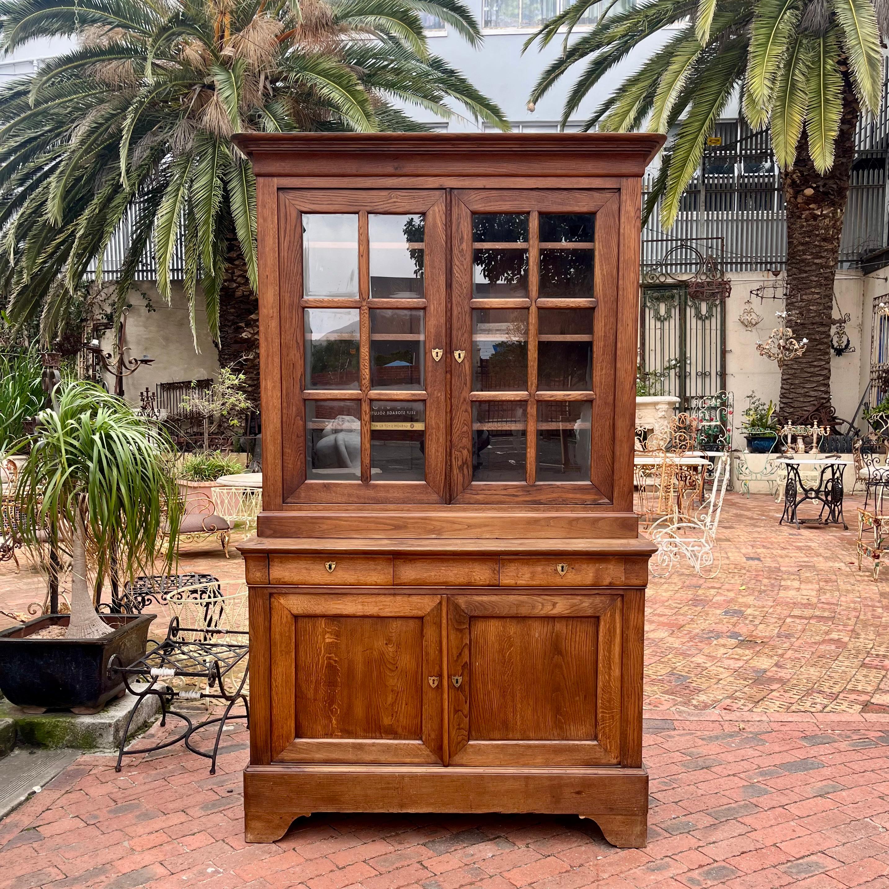 Antique French Oak Display Cabinet, Early 20th Century