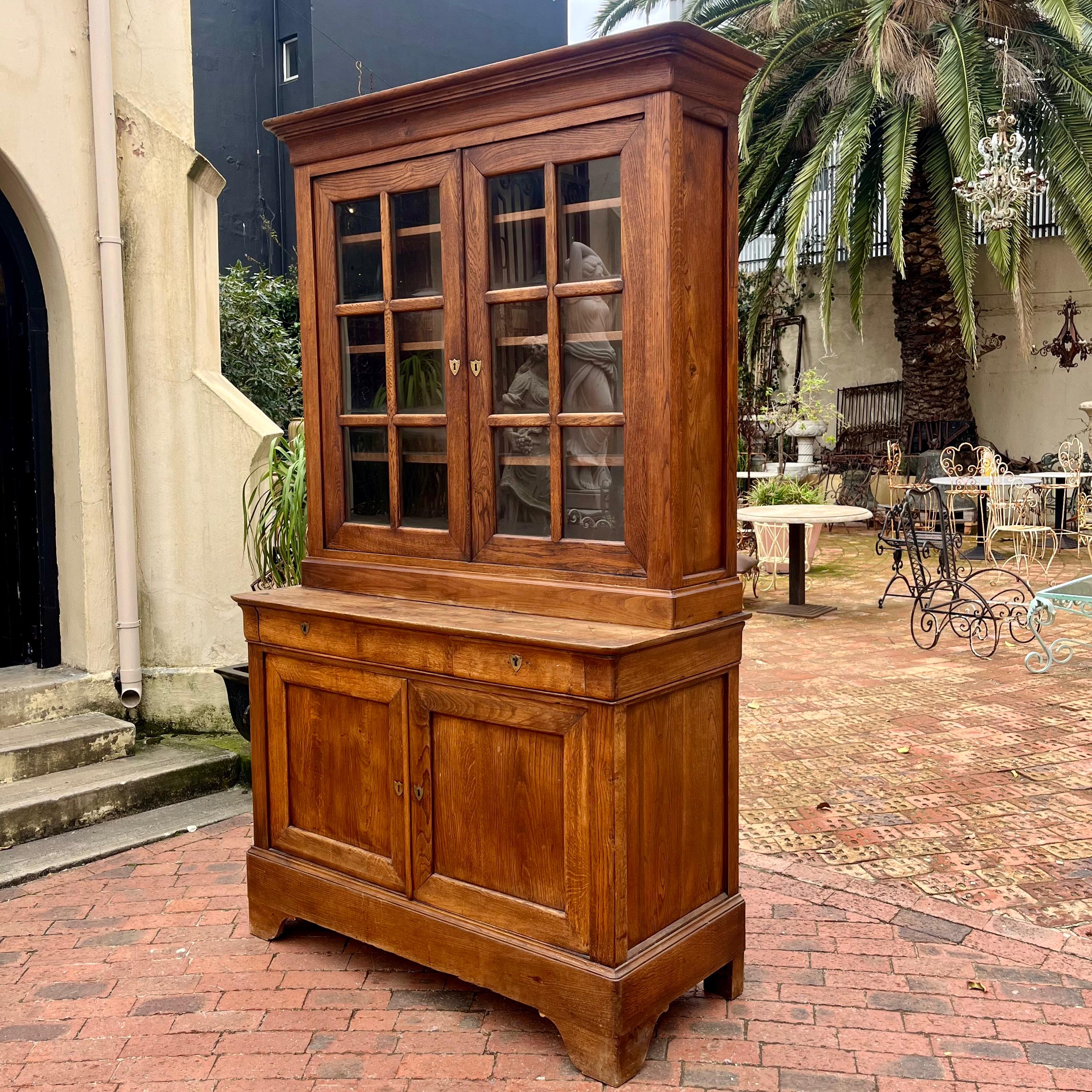 Antique French Oak Display Cabinet, Early 20th Century