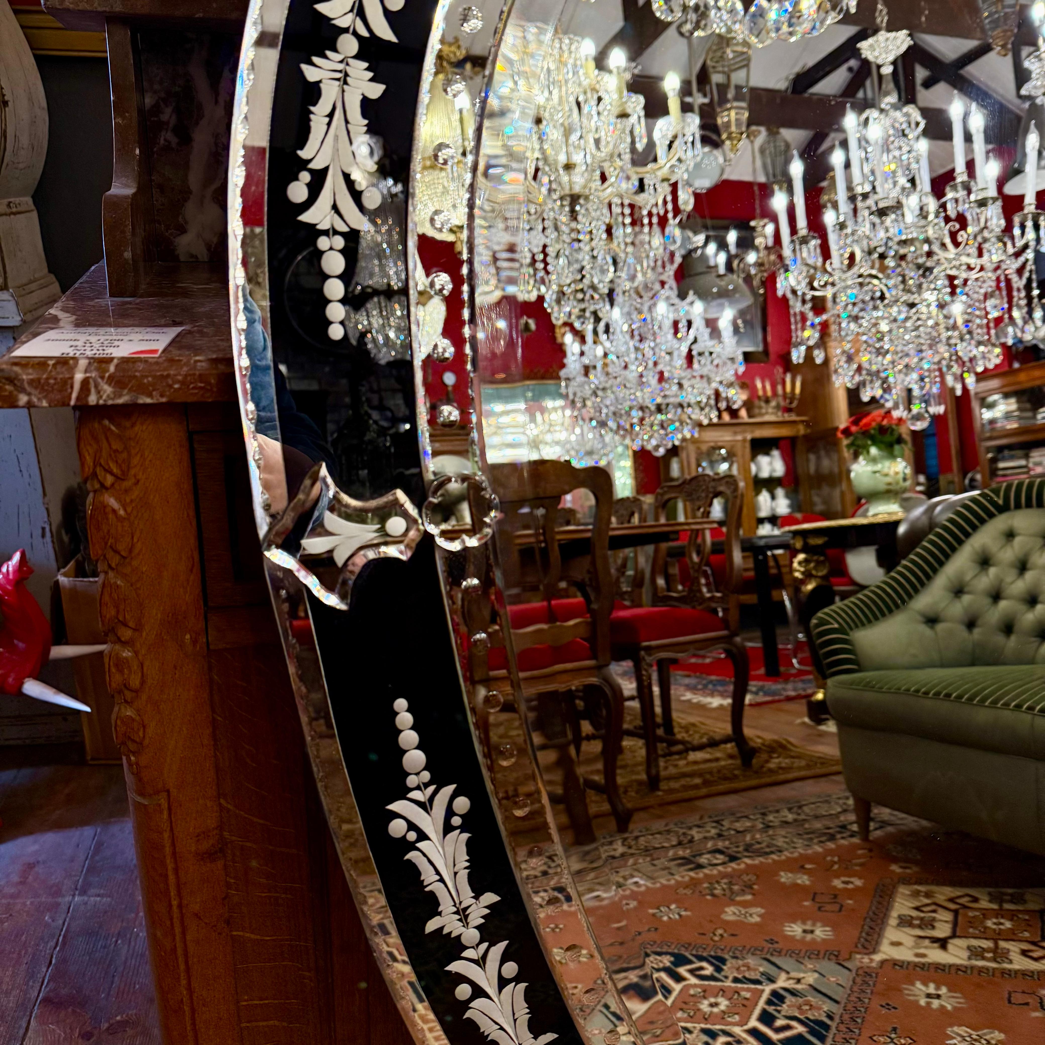 Large Black Heart Shaped Venetian Mirror