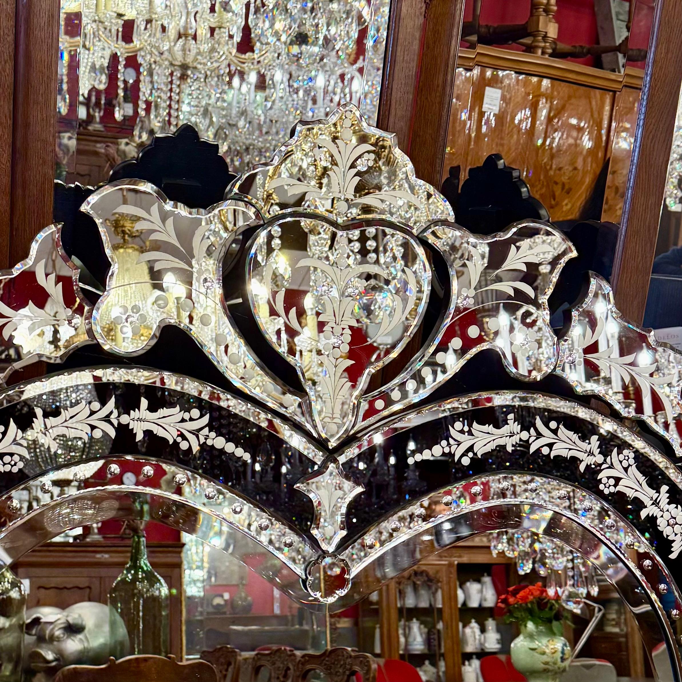 Large Black Heart Shaped Venetian Mirror