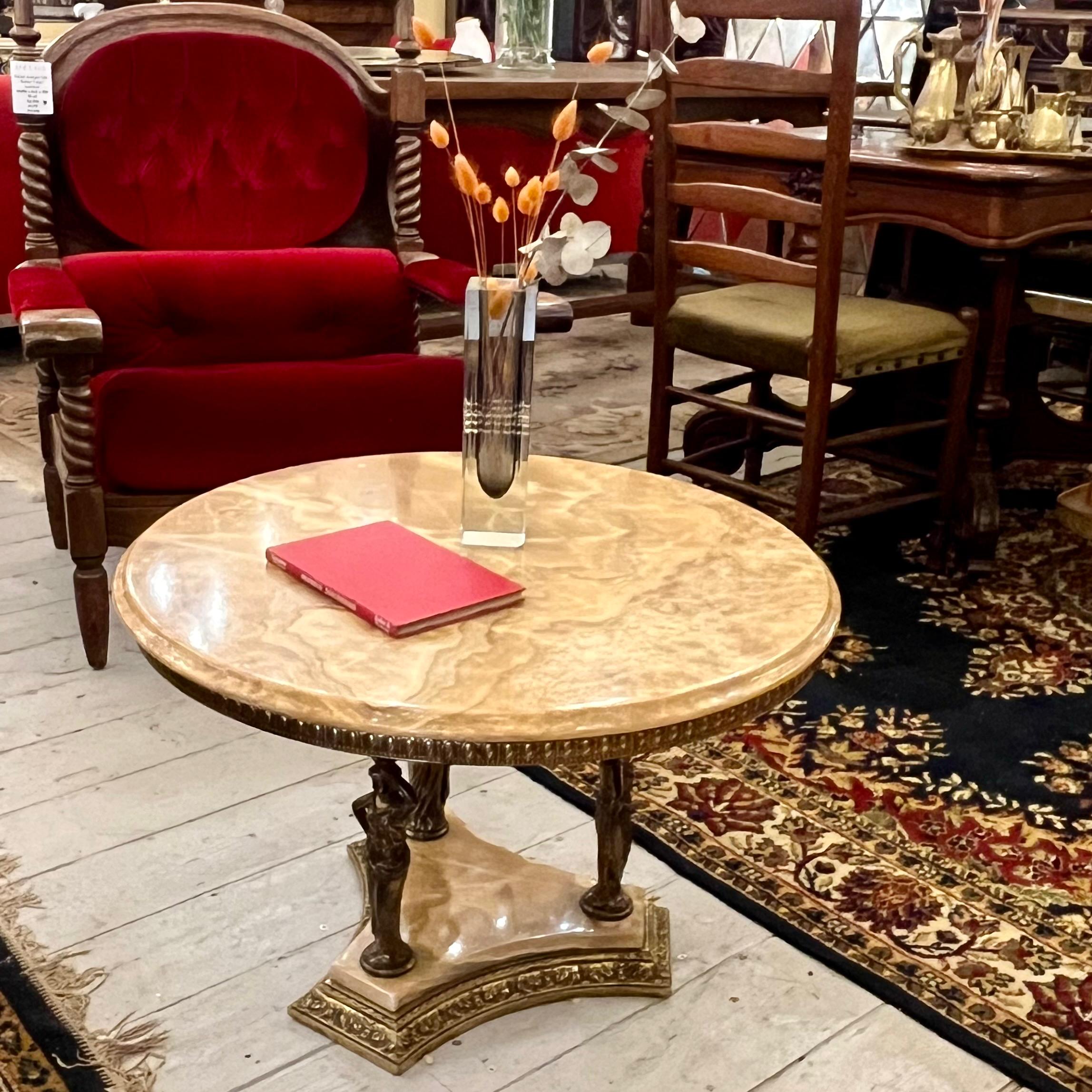 Neoclassical Onyx & Gilt Bronze Table, c.1920