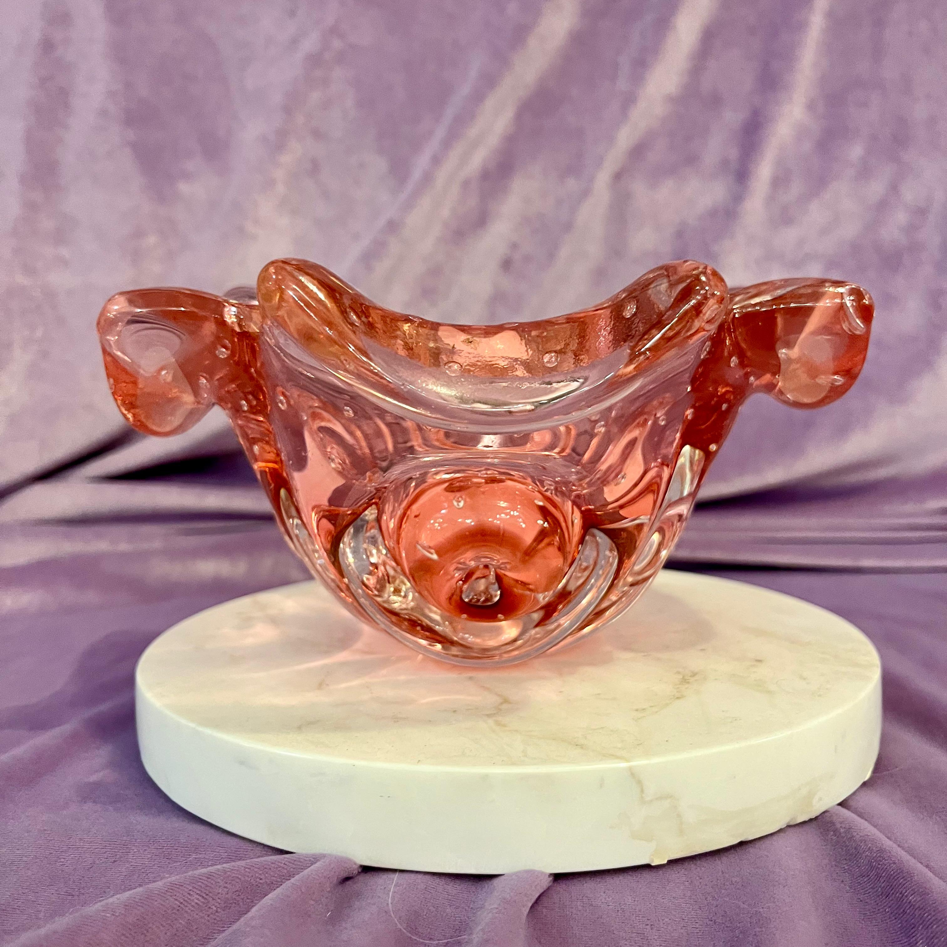 Vintage Murano Peach  Floral Ashtray