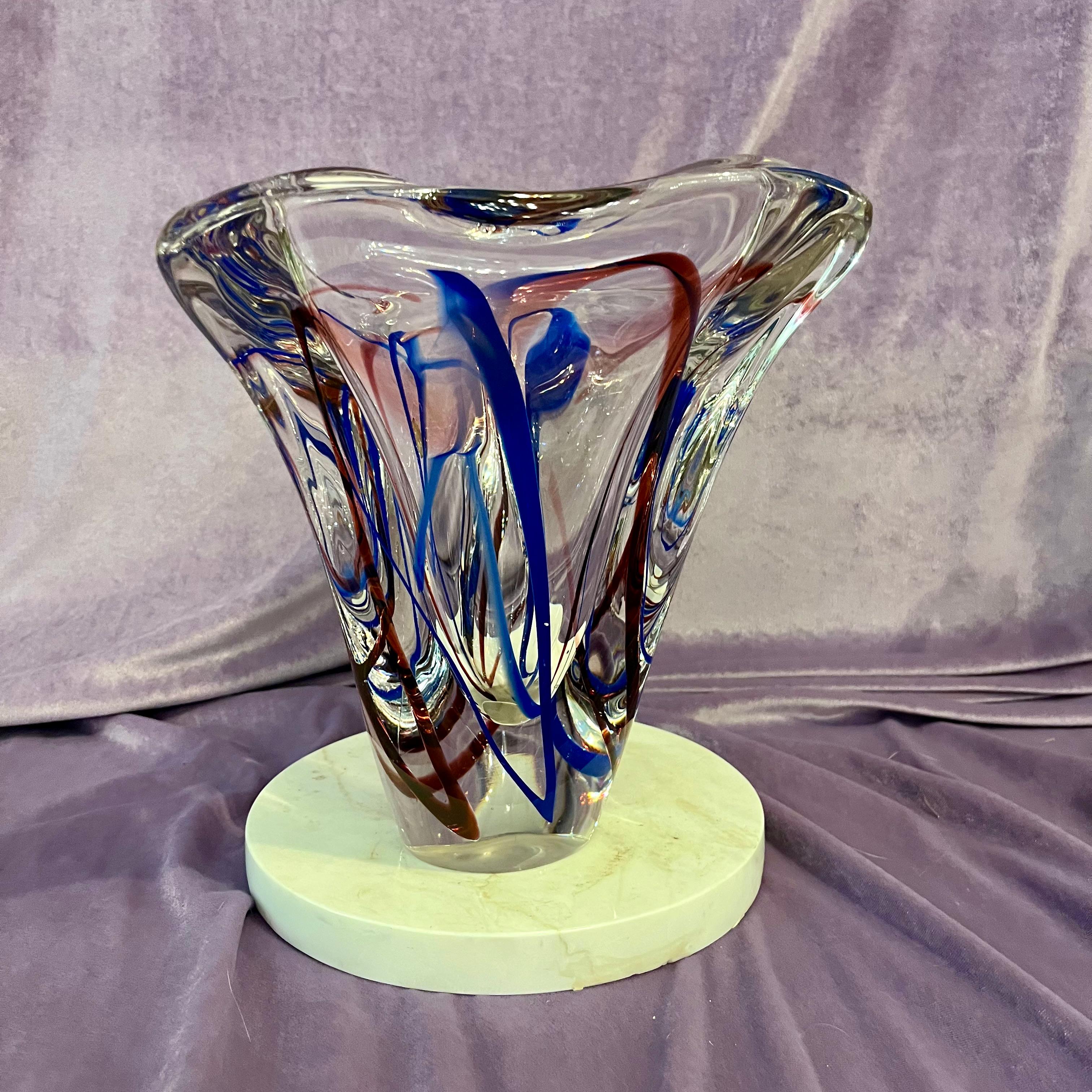 Murano Red and Blue Swirl Vase