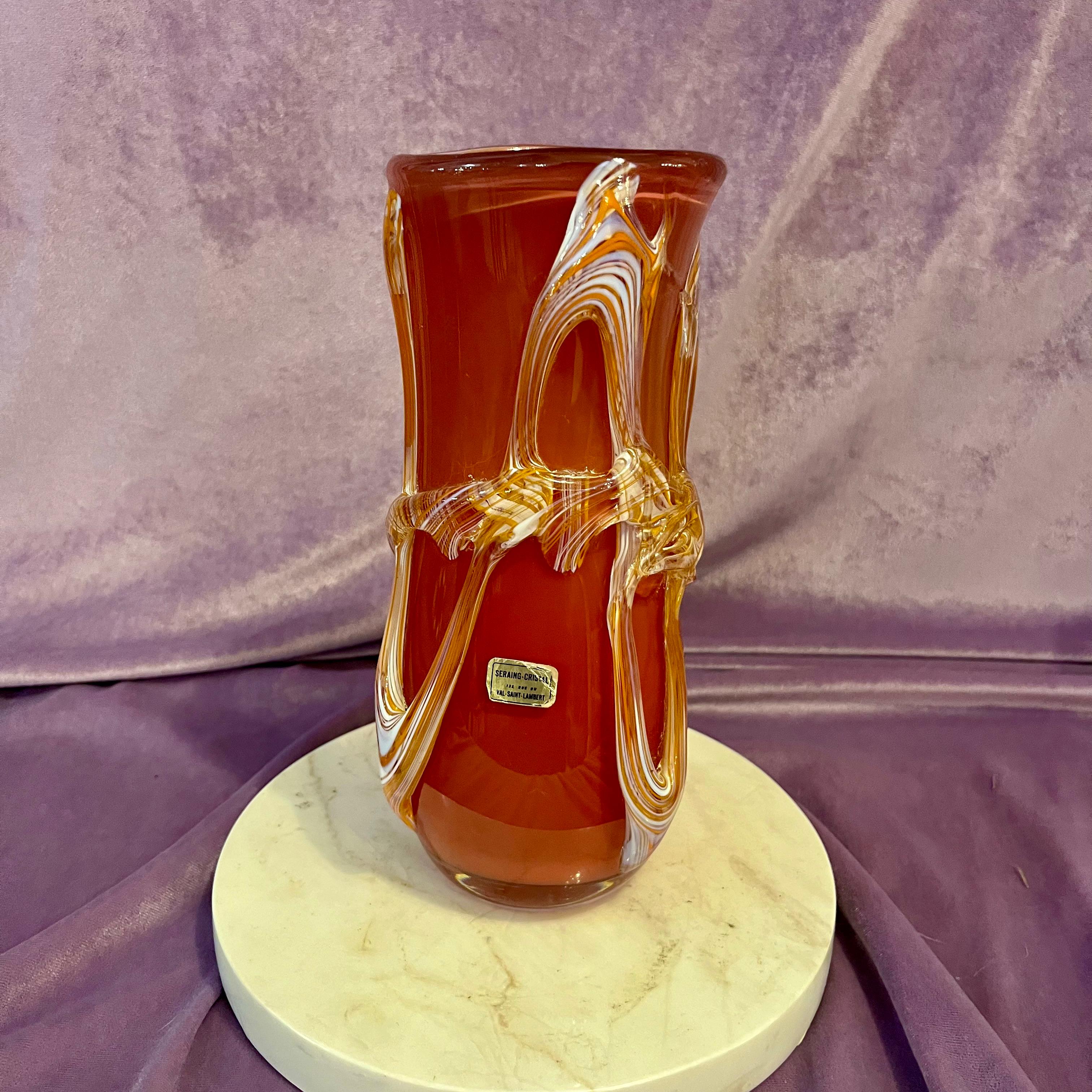 Vintage Val Saint Lambert Art Glass Vase