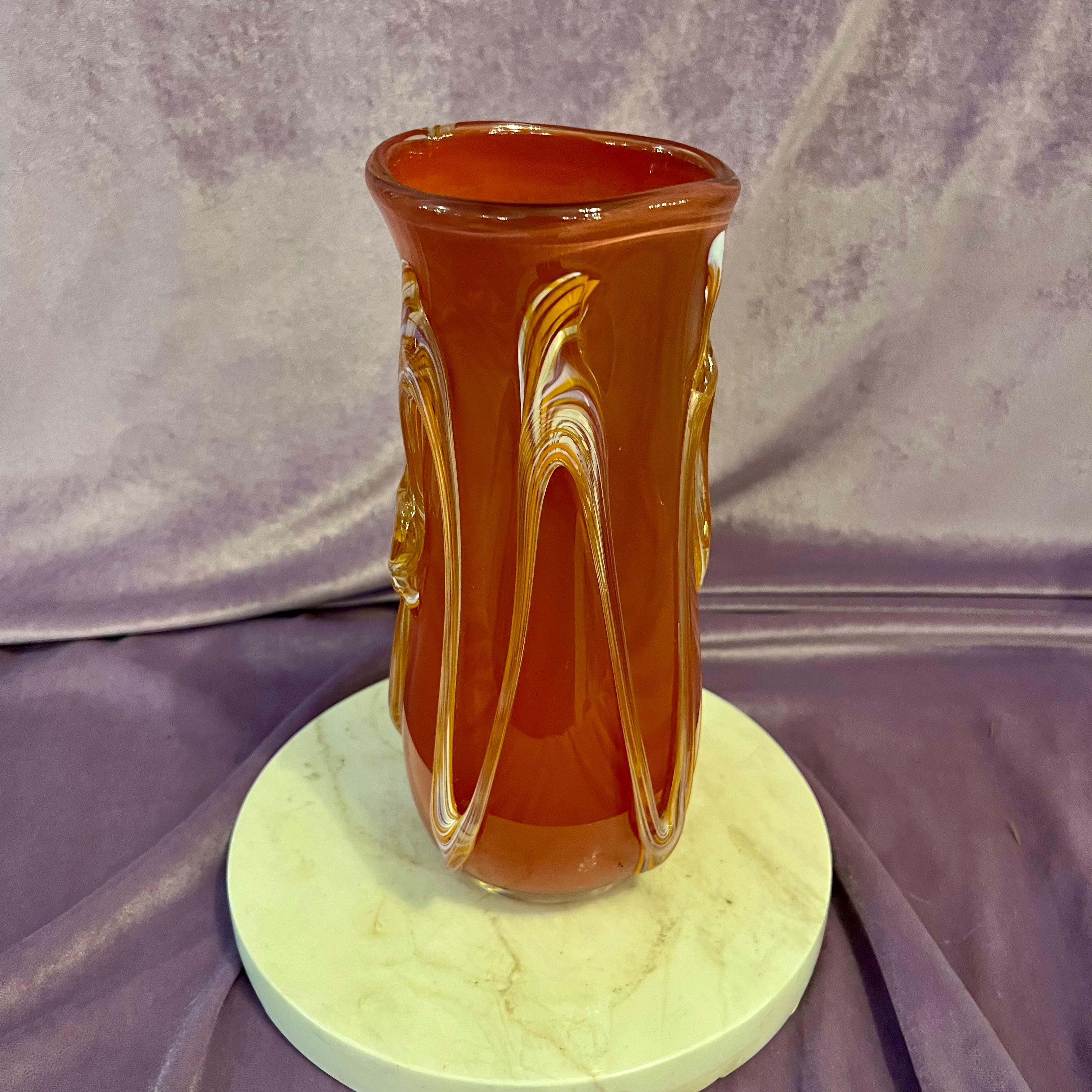 Vintage Val Saint Lambert Art Glass Vase