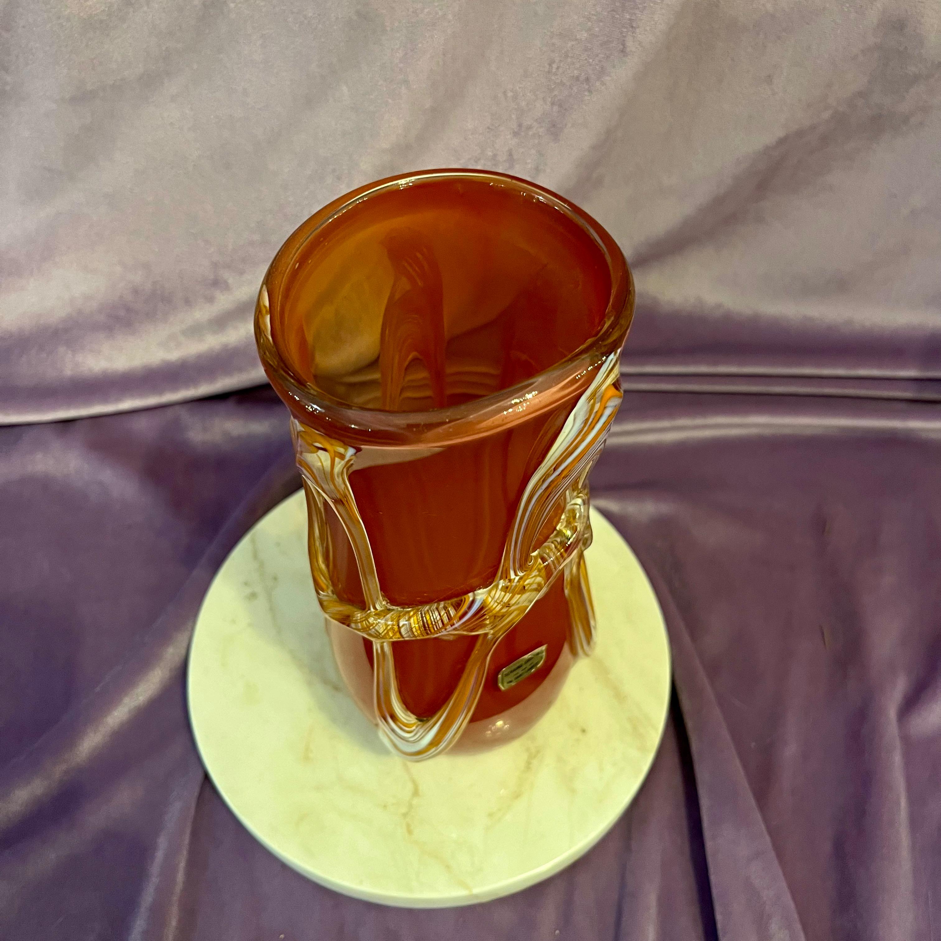 Vintage Val Saint Lambert Art Glass Vase