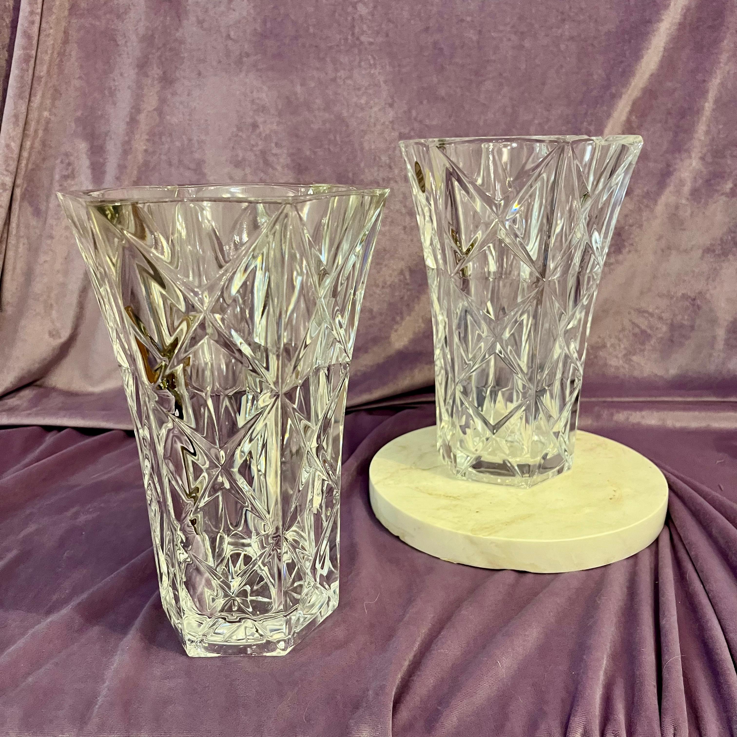 Antique French Crystal Vases with Original Sticker