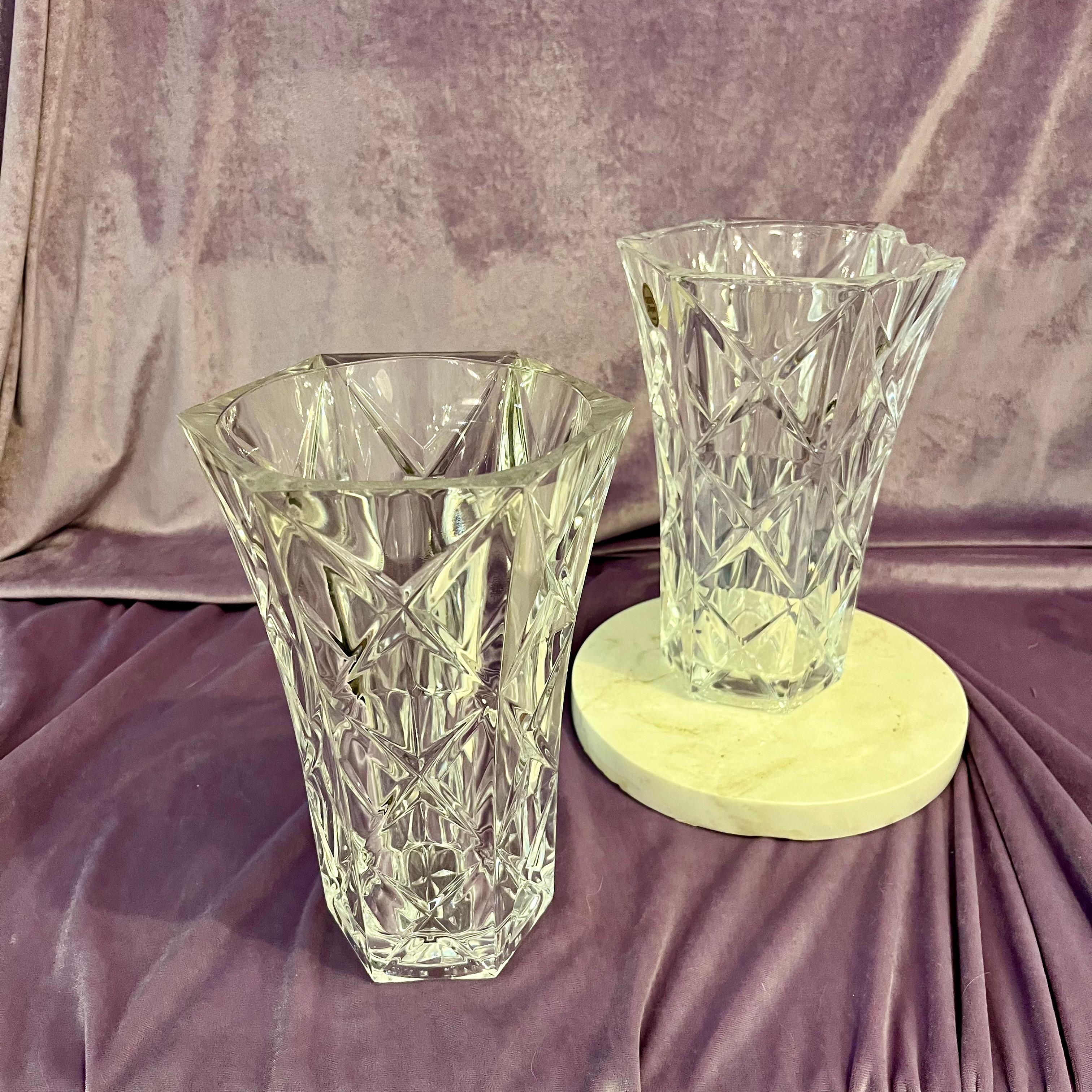 Antique French Crystal Vases with Original Sticker