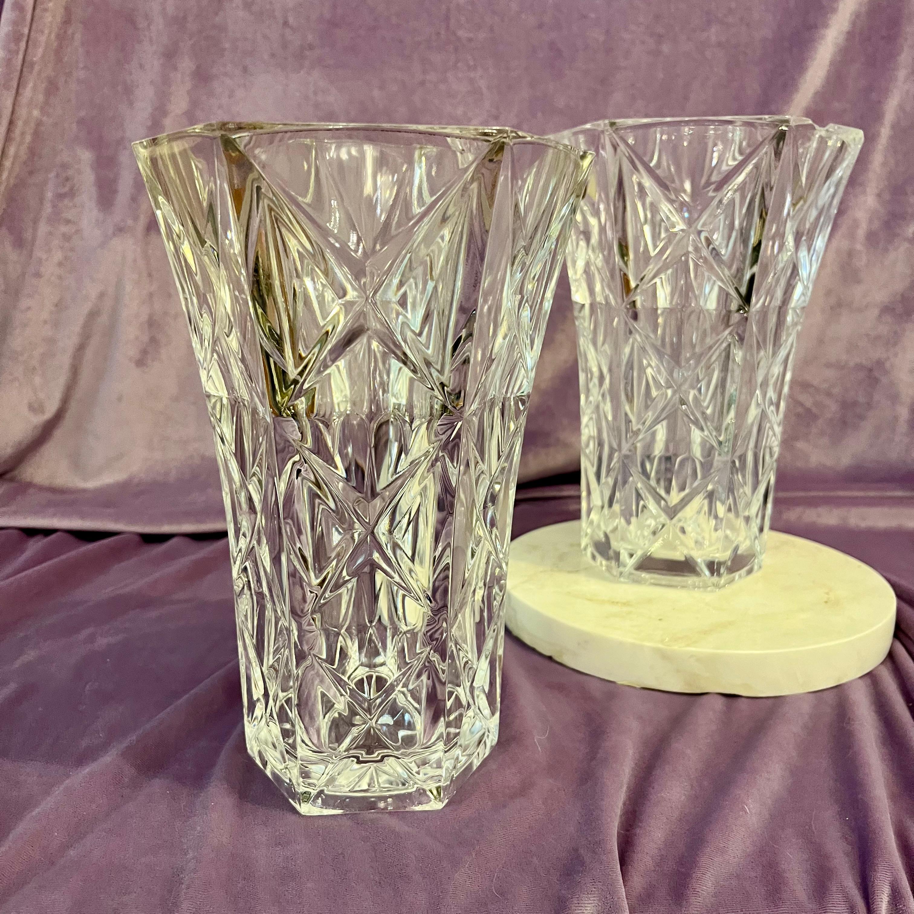 Antique French Crystal Vases with Original Sticker