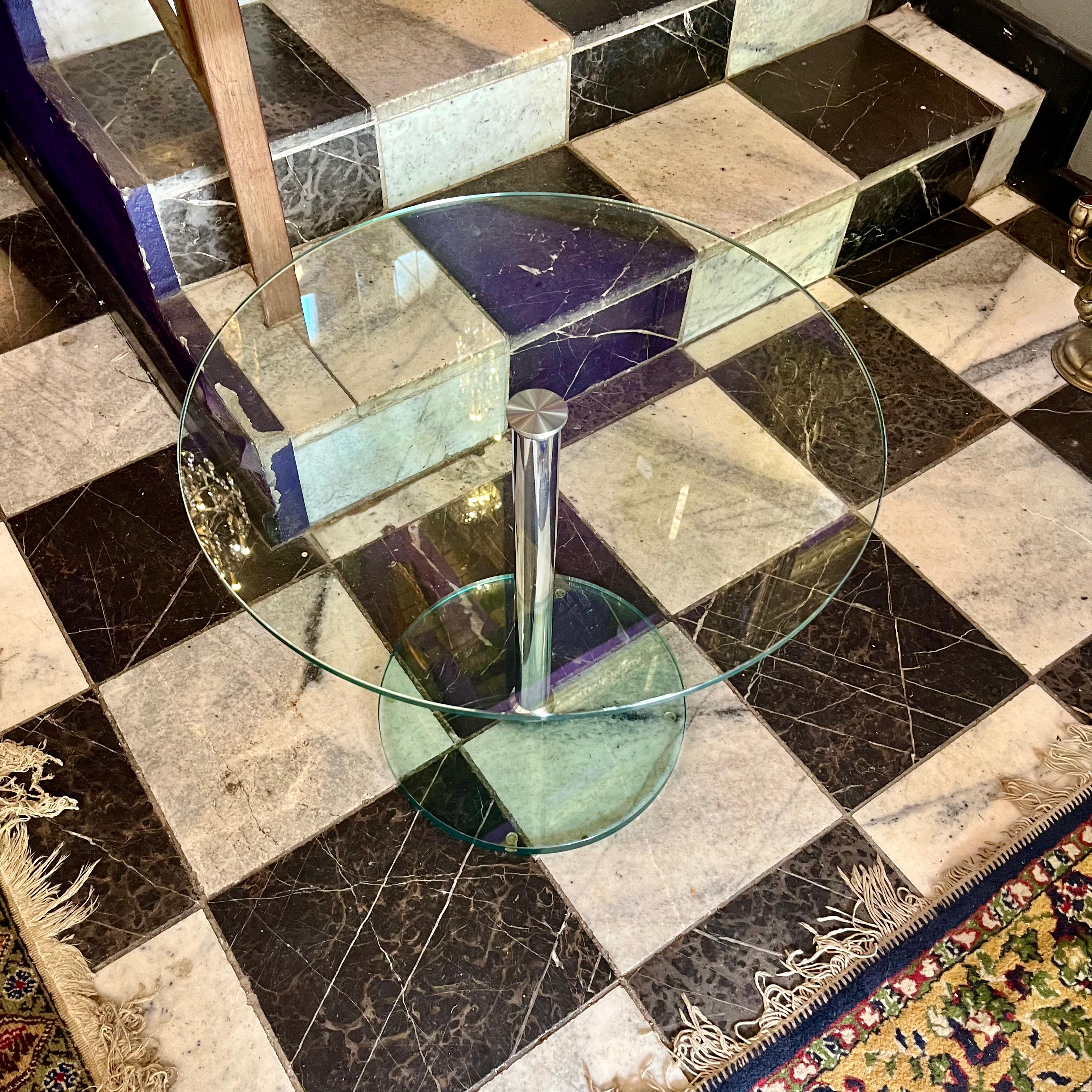 Contemporary Glass and Steel Table