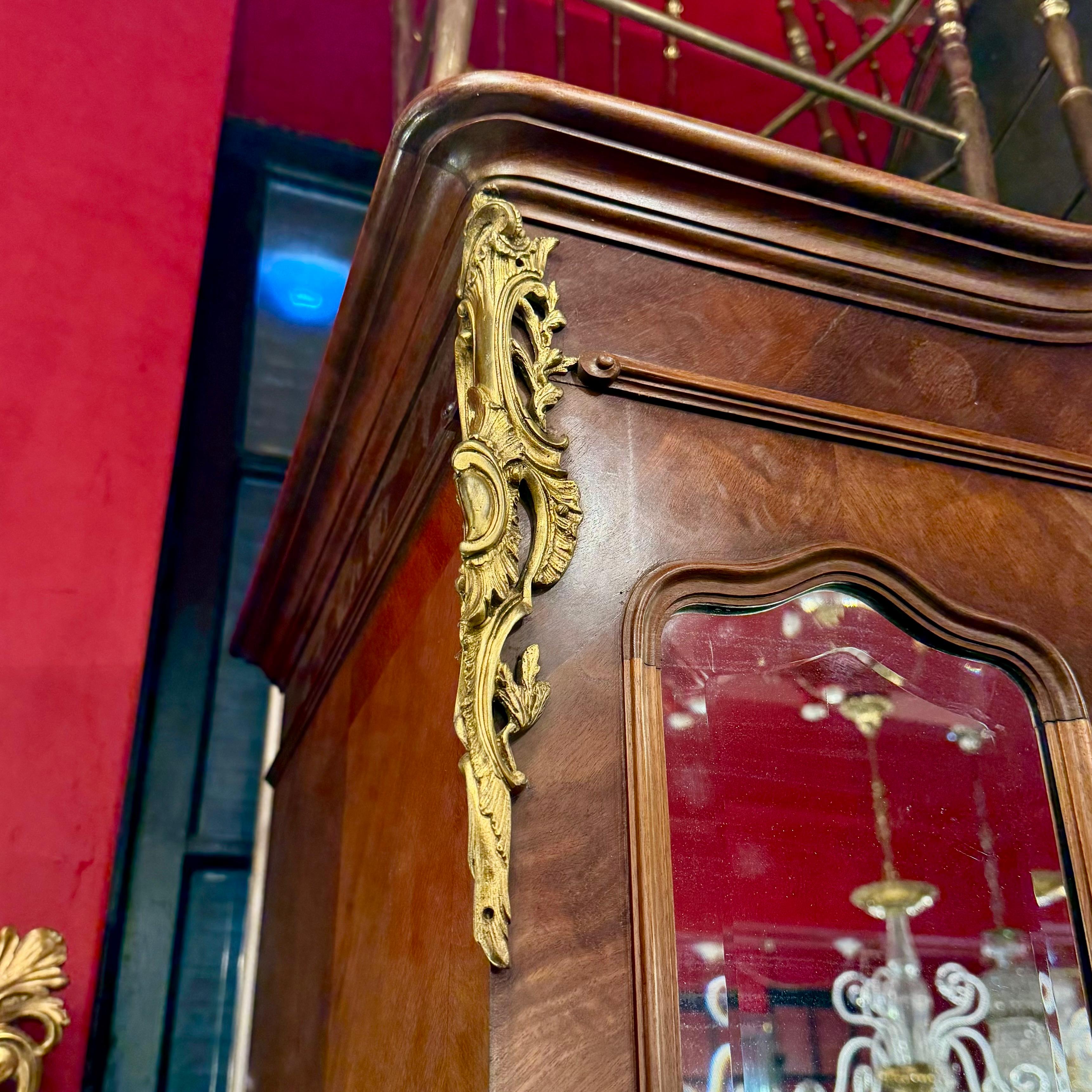 French Louis XV-Style Large Mirrored Armoire, c. 1890