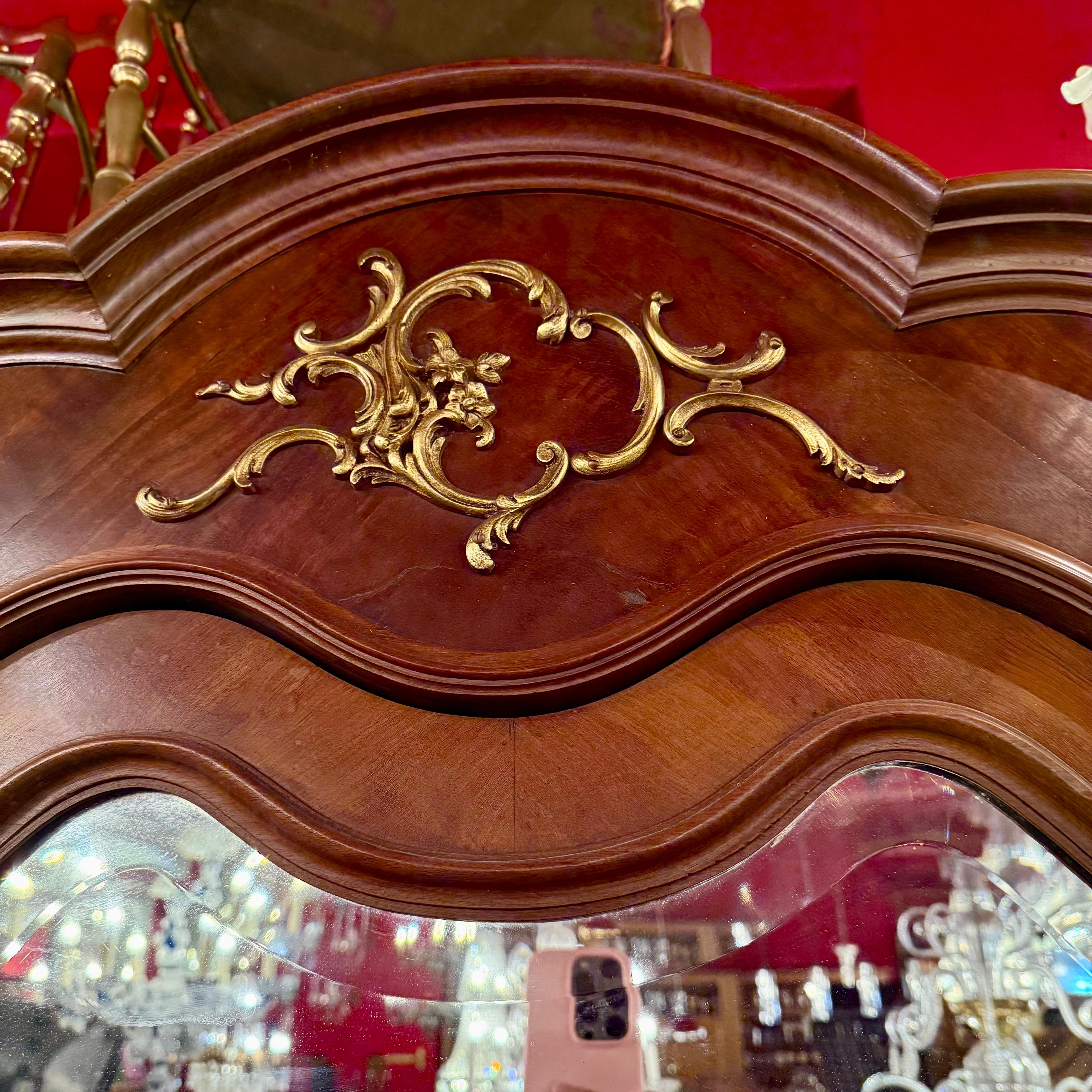 French Louis XV-Style Large Mirrored Armoire, c. 1890