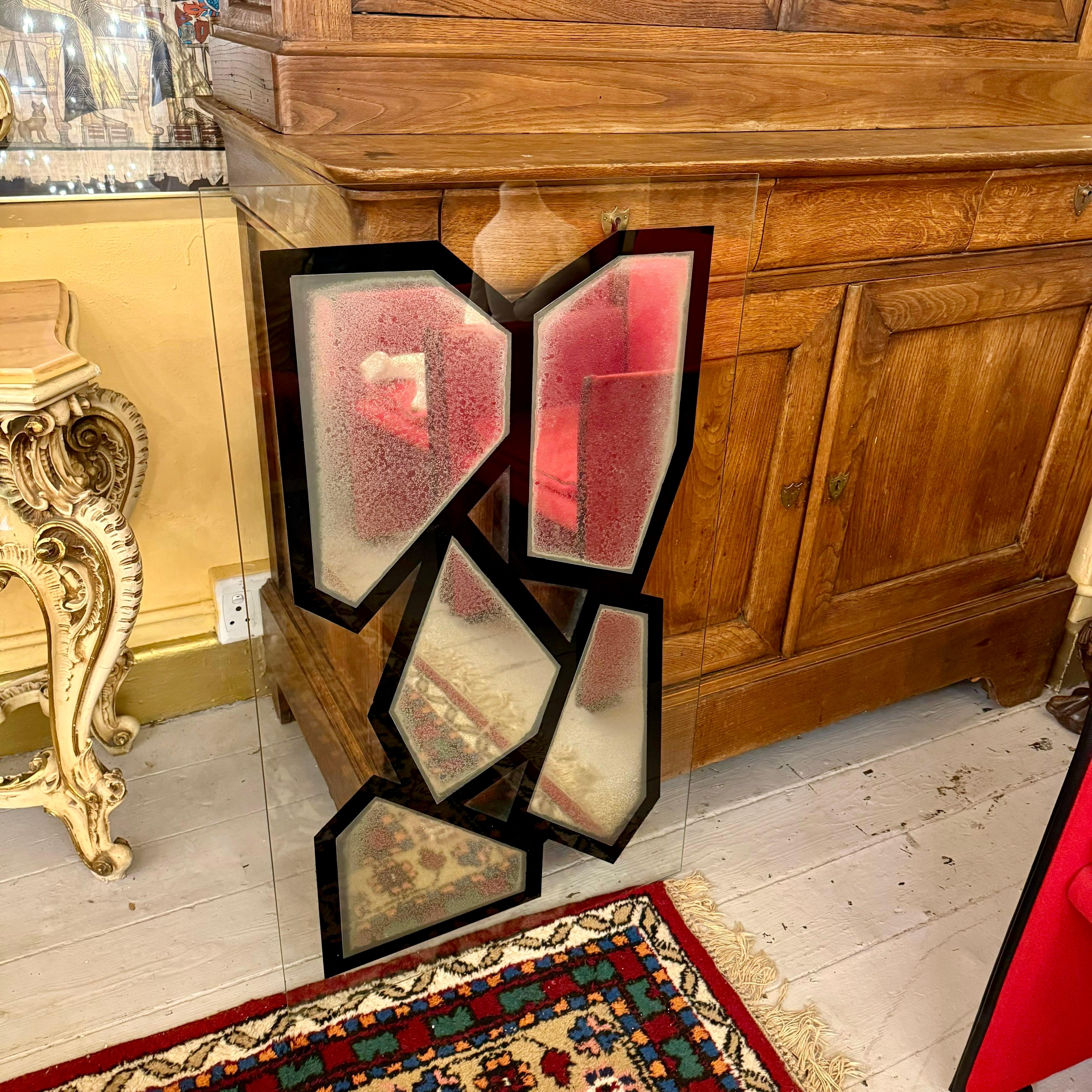 Antique Knotty Black Mirror