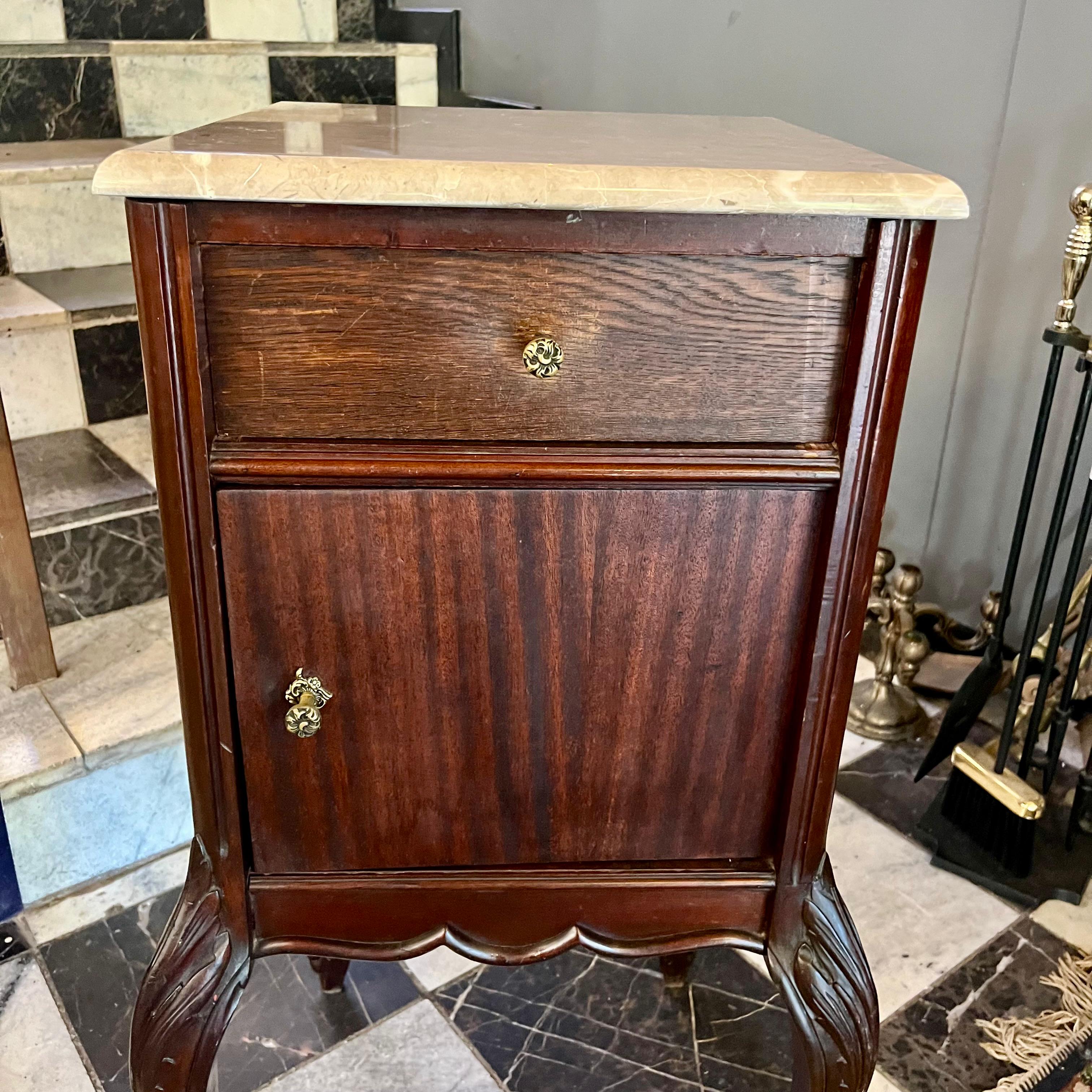 Antique Mahogany with Cabriole Legs and Beige Marble Top