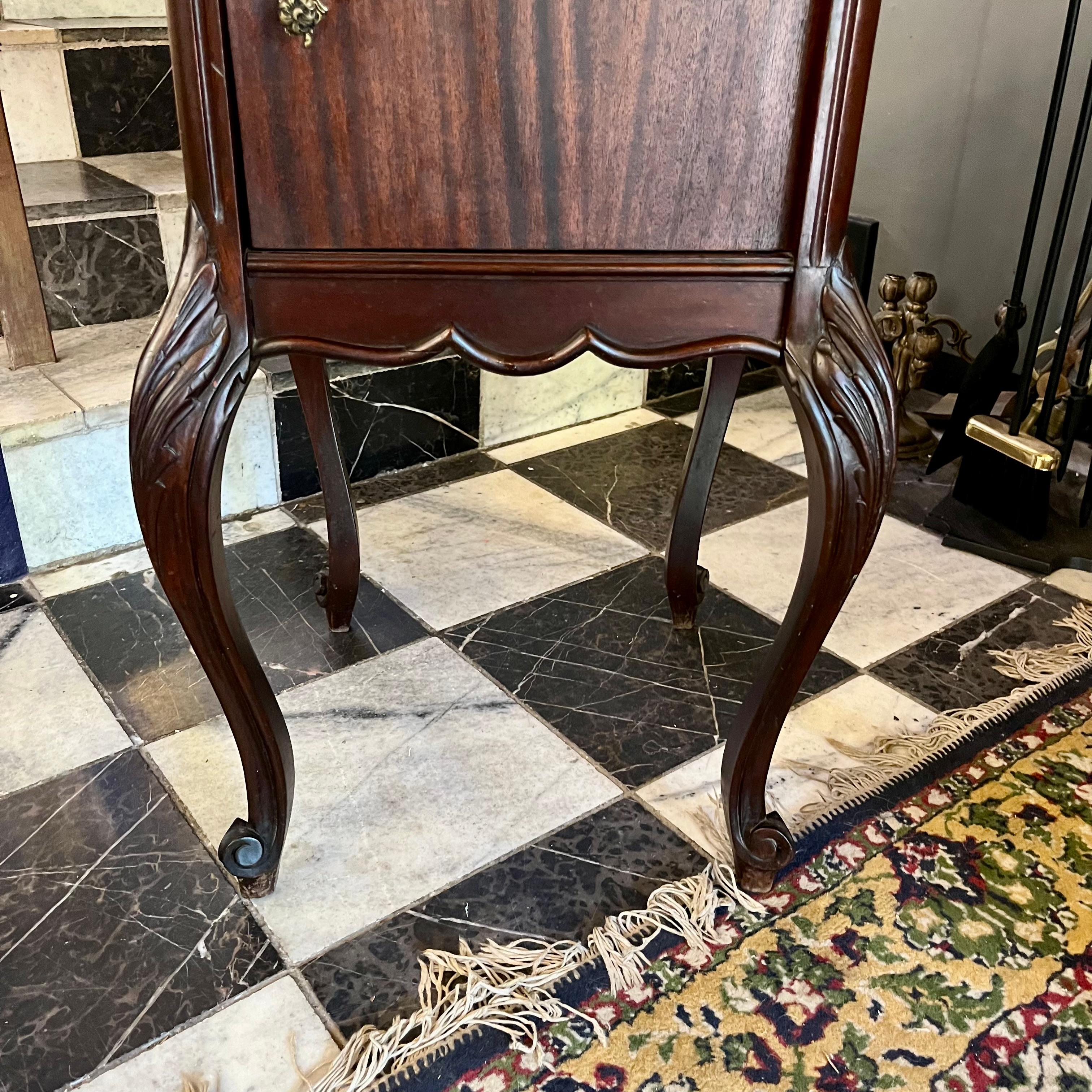 Antique Mahogany with Cabriole Legs and Beige Marble Top