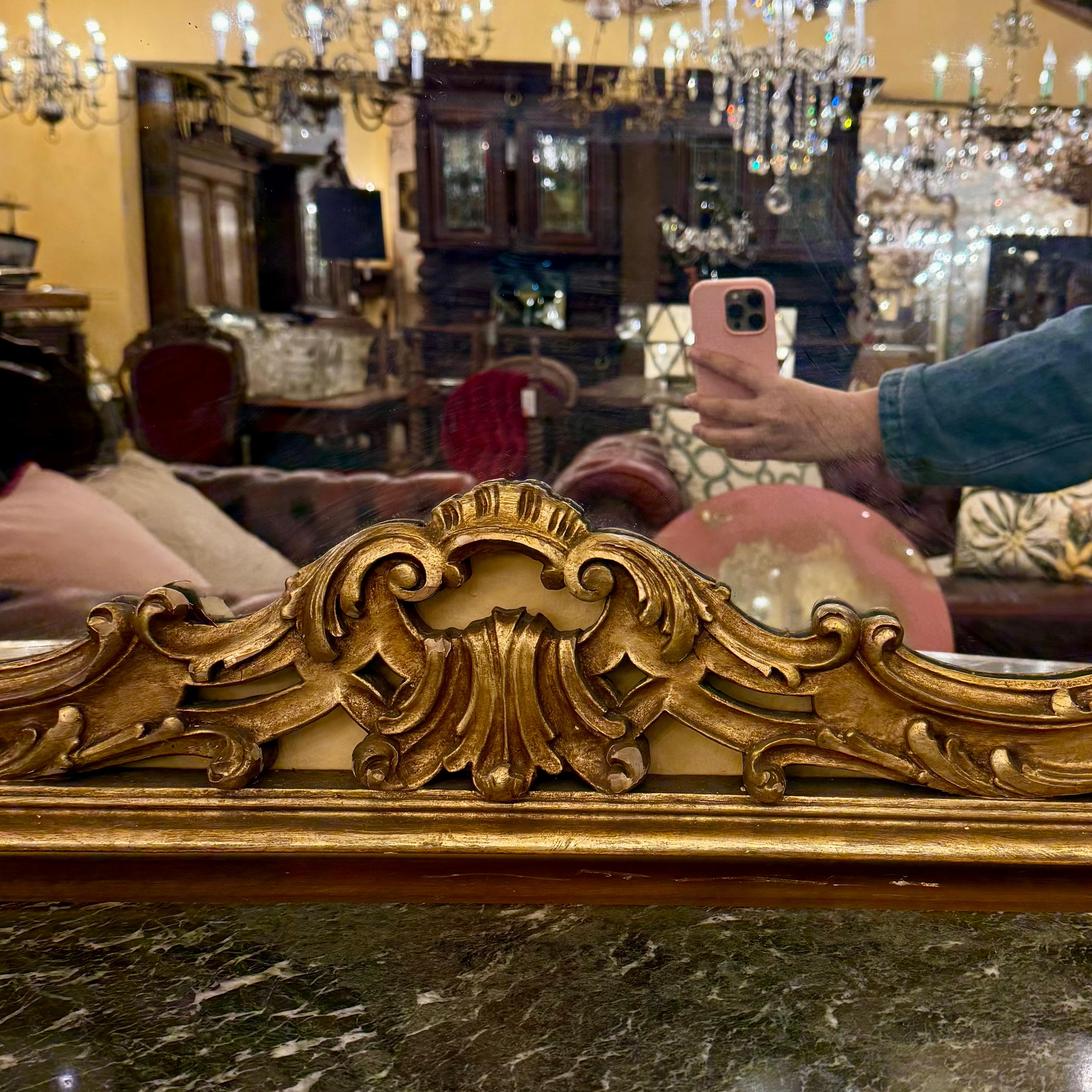 Antique Gilded Rococo Mirror & Marble Topped Console, c.1900
