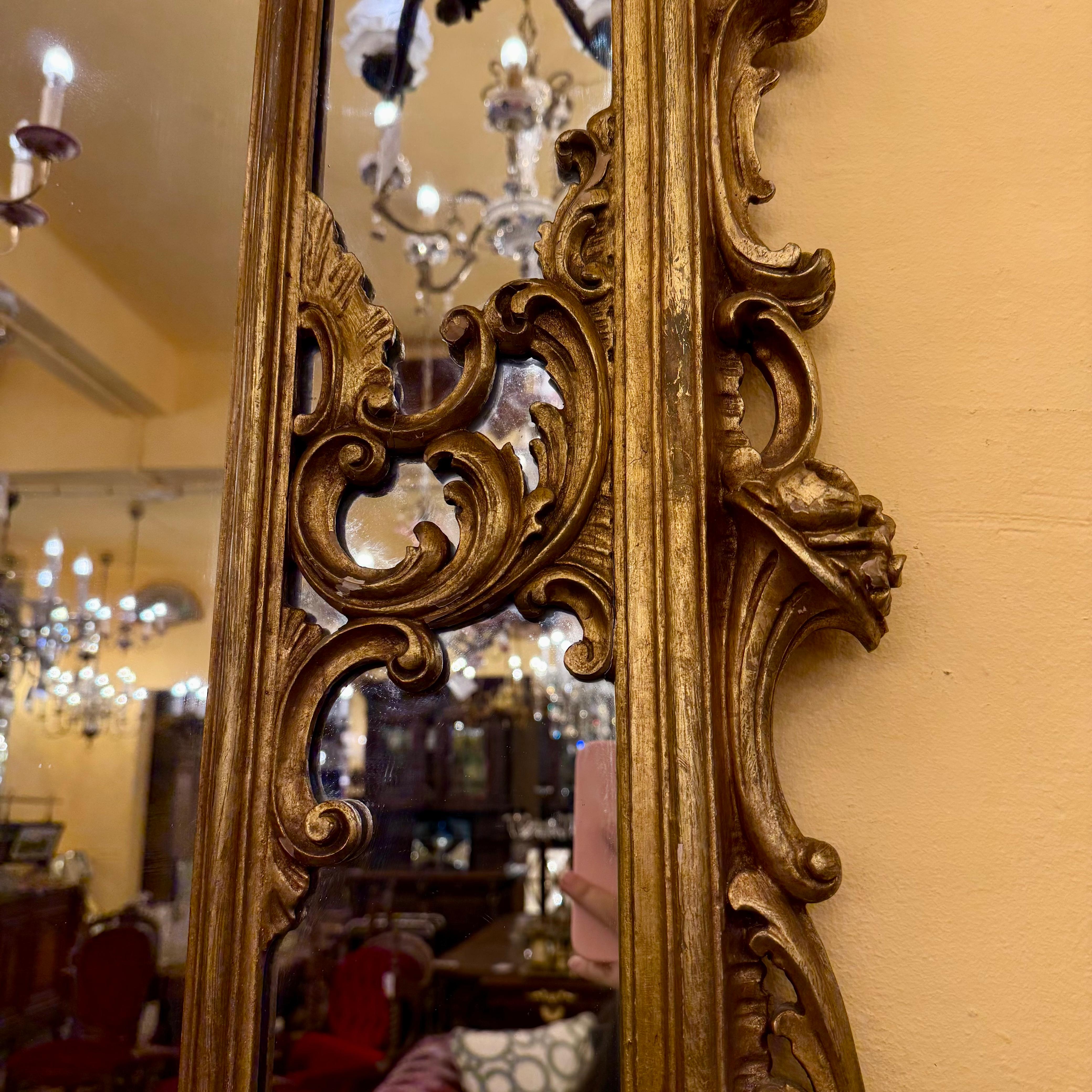Antique Gilded Rococo Mirror & Marble Topped Console, c.1900