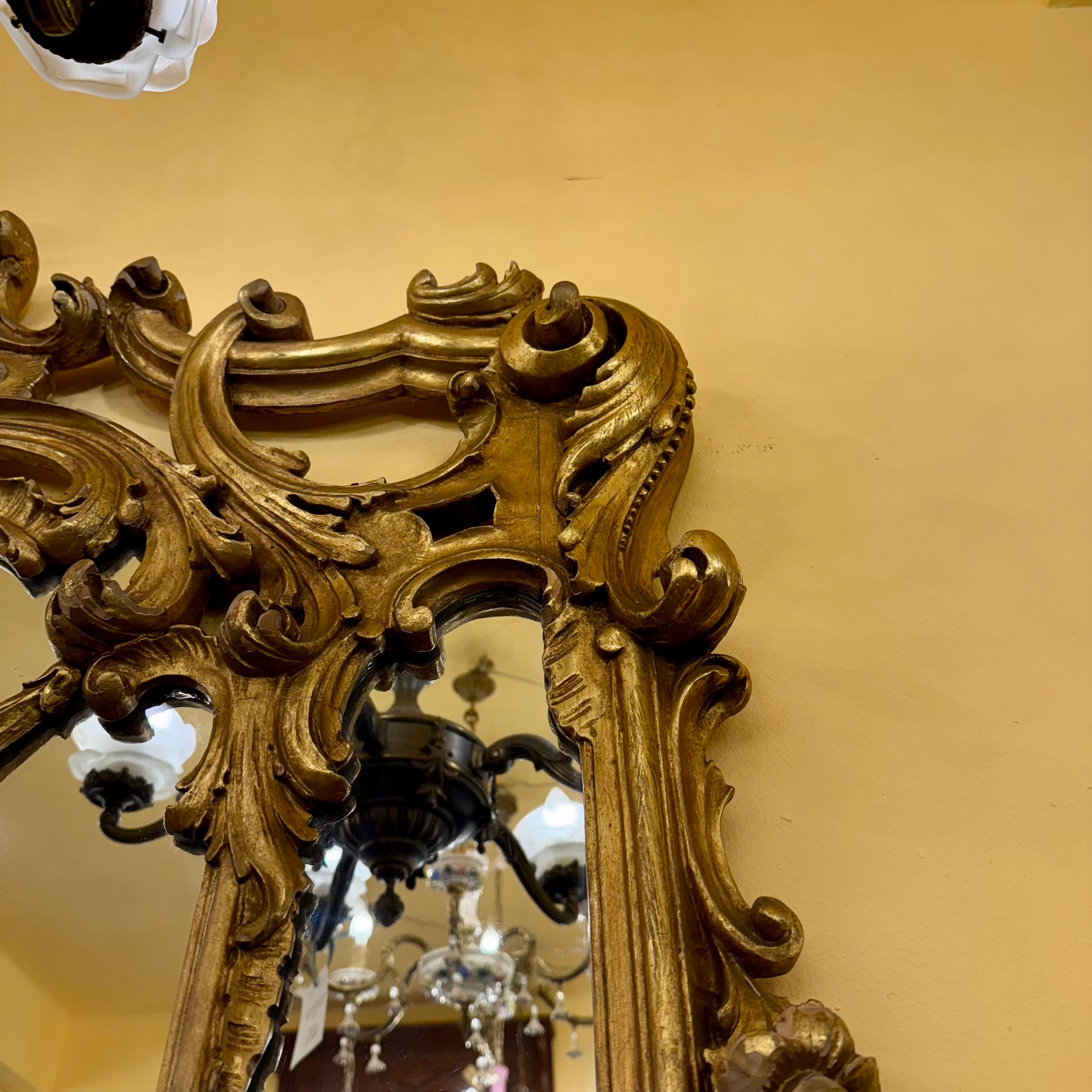 Antique Gilded Rococo Mirror & Marble Topped Console, c.1900