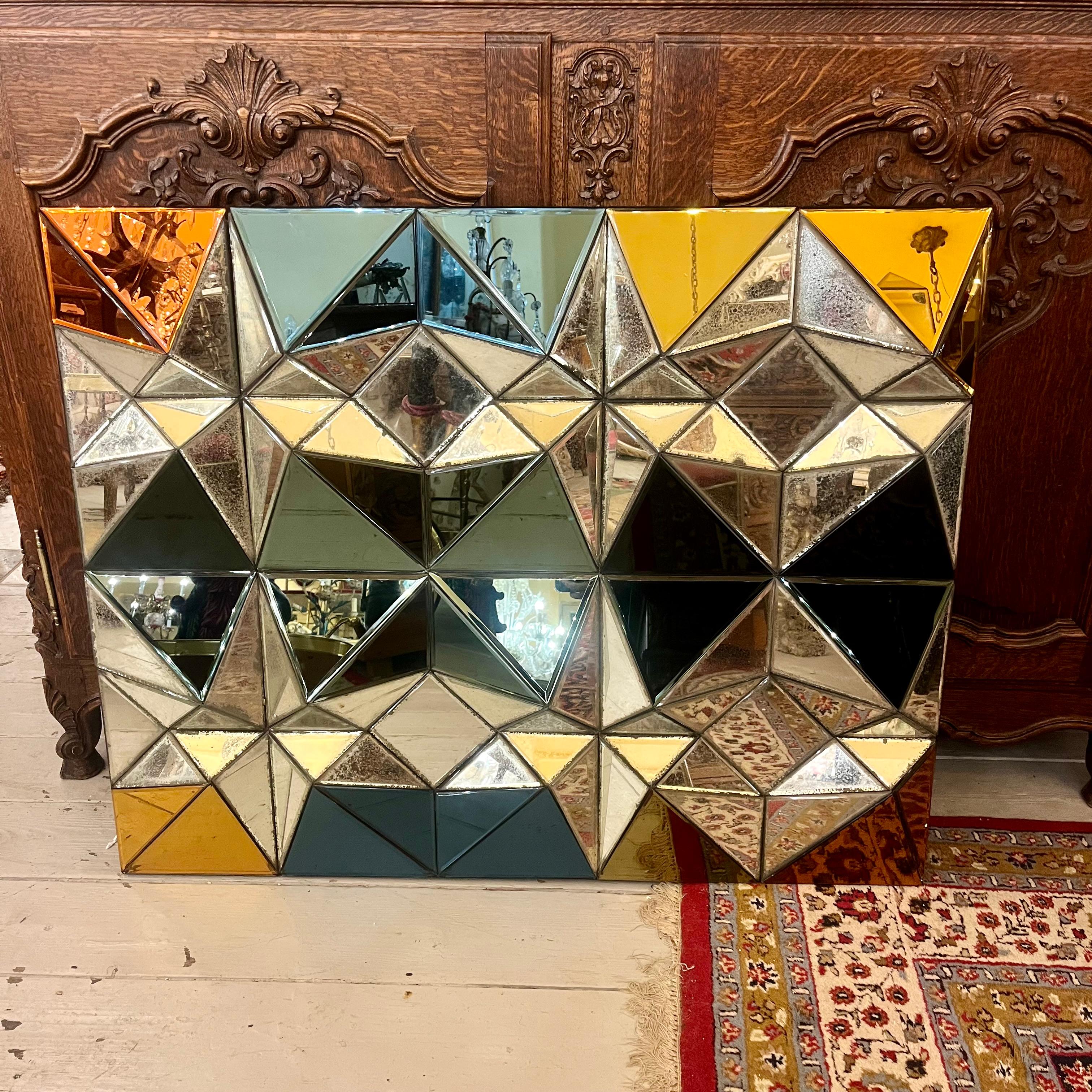 Contemporary Faceted Multicoloured Mirror