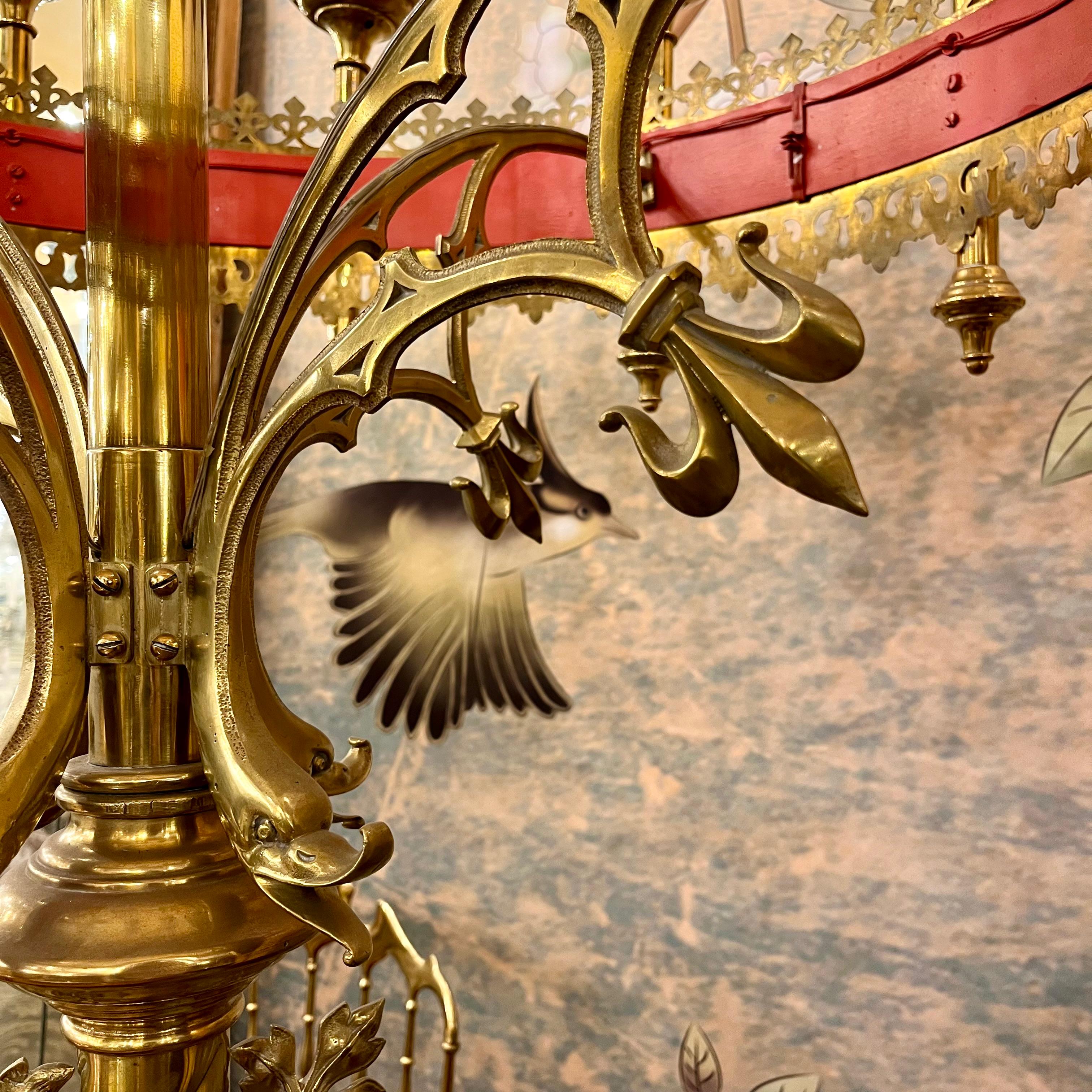 Amazing Antique Polished Brass Cathedral Candelabra