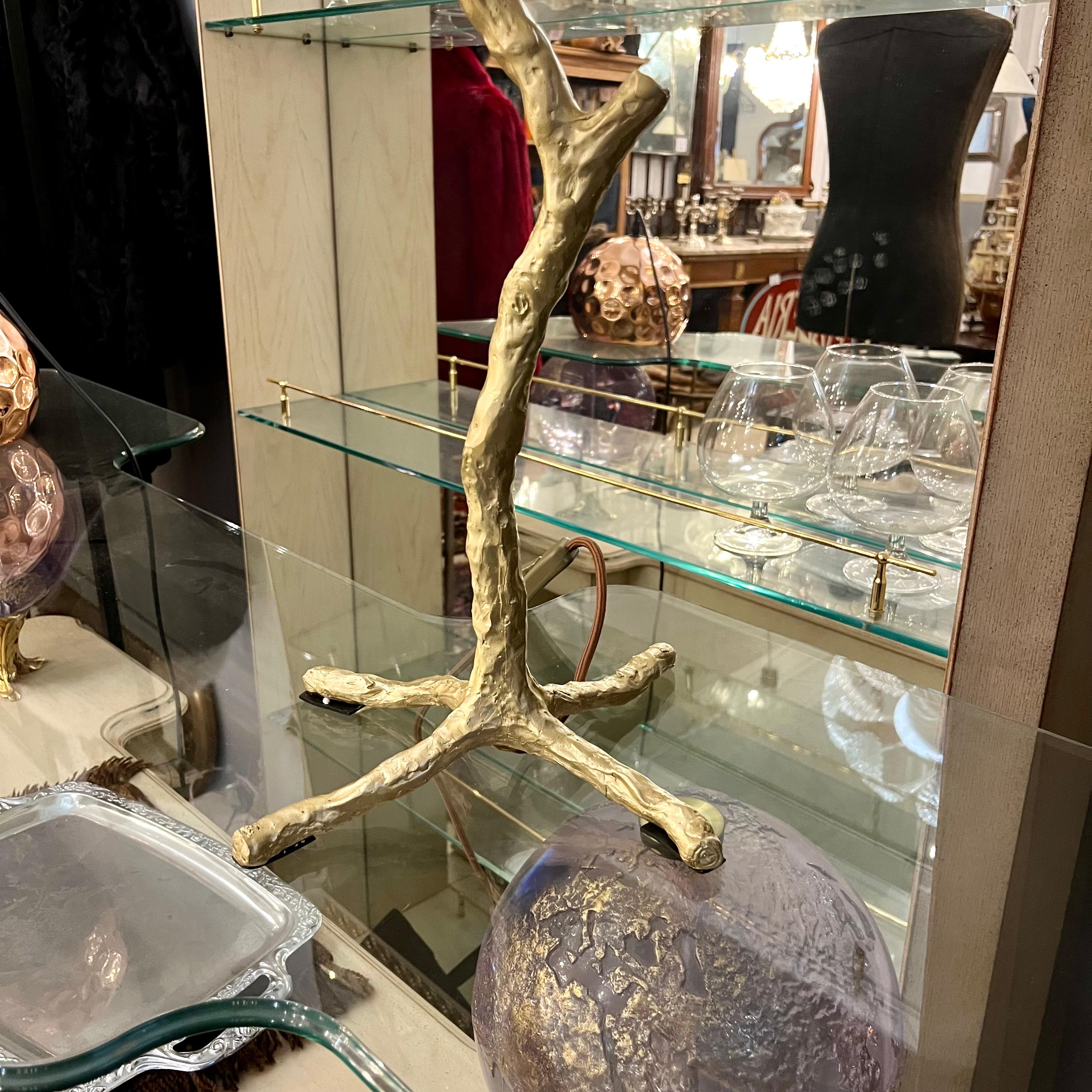 Solid Brass Ostrich Feather Table Lamp, Contemporary - SOLD