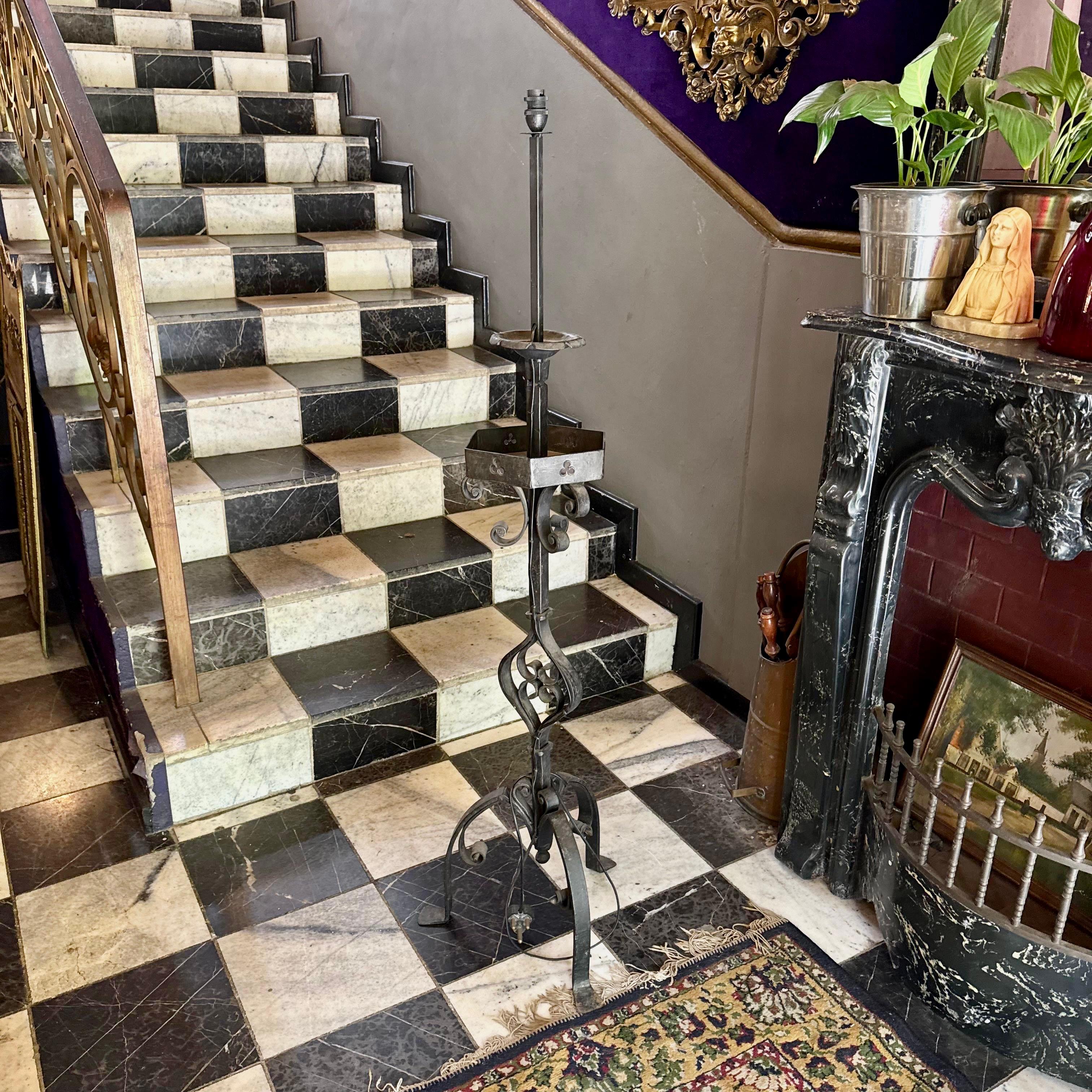 Antique Wrought Iron Standing Lamp