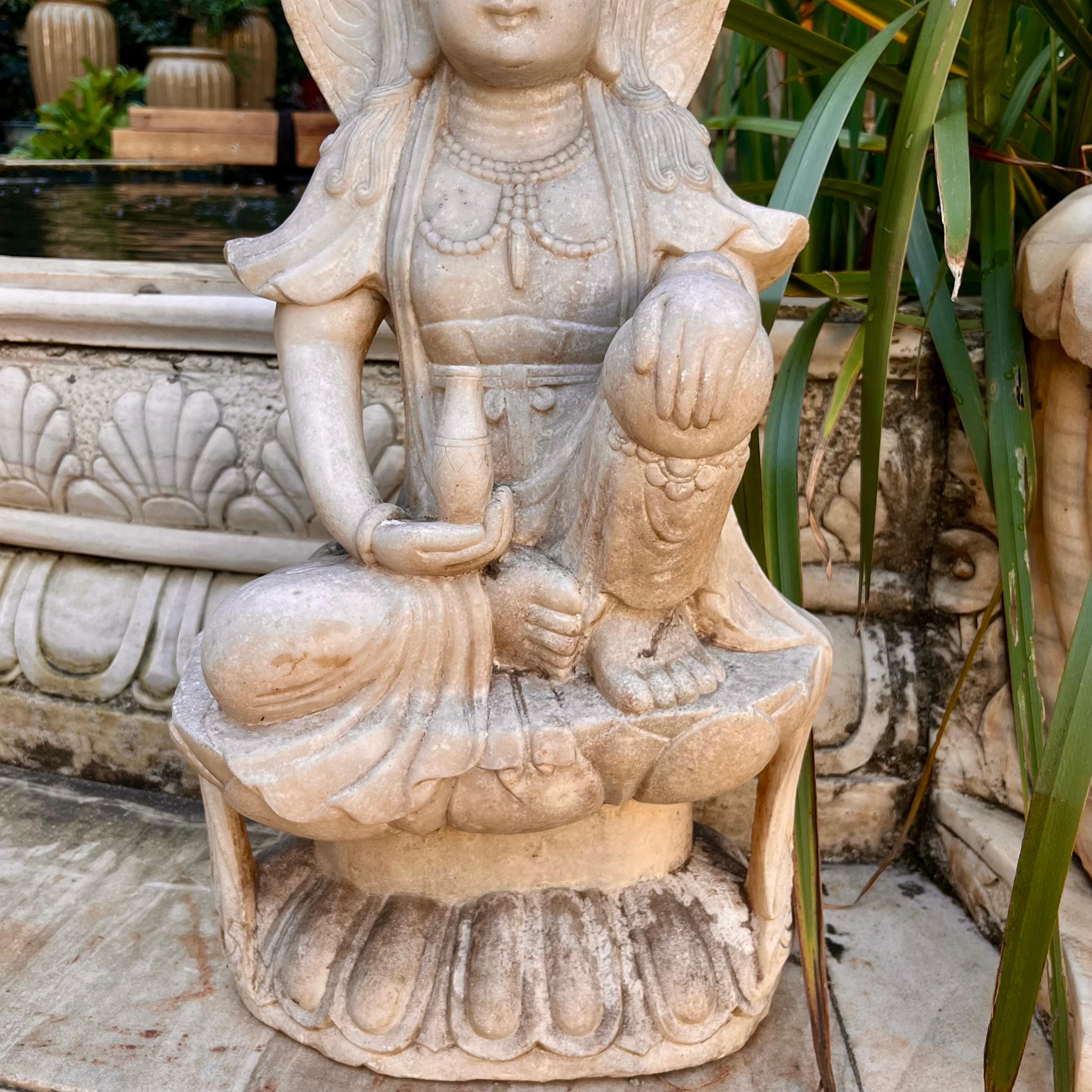 Antique Carved Marble Buddha