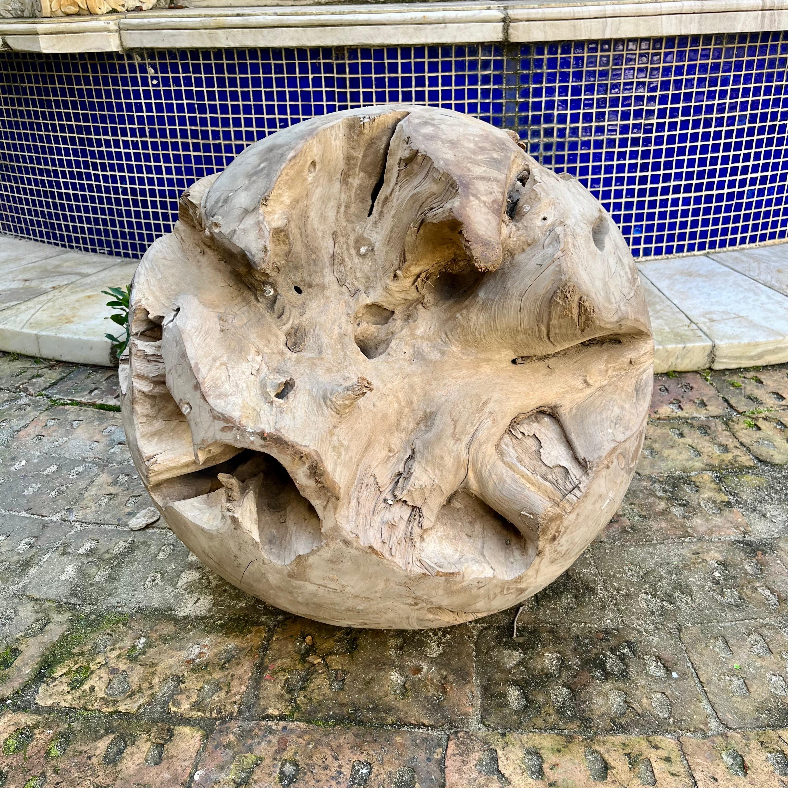 Organic Carved Wooden Decor Ball