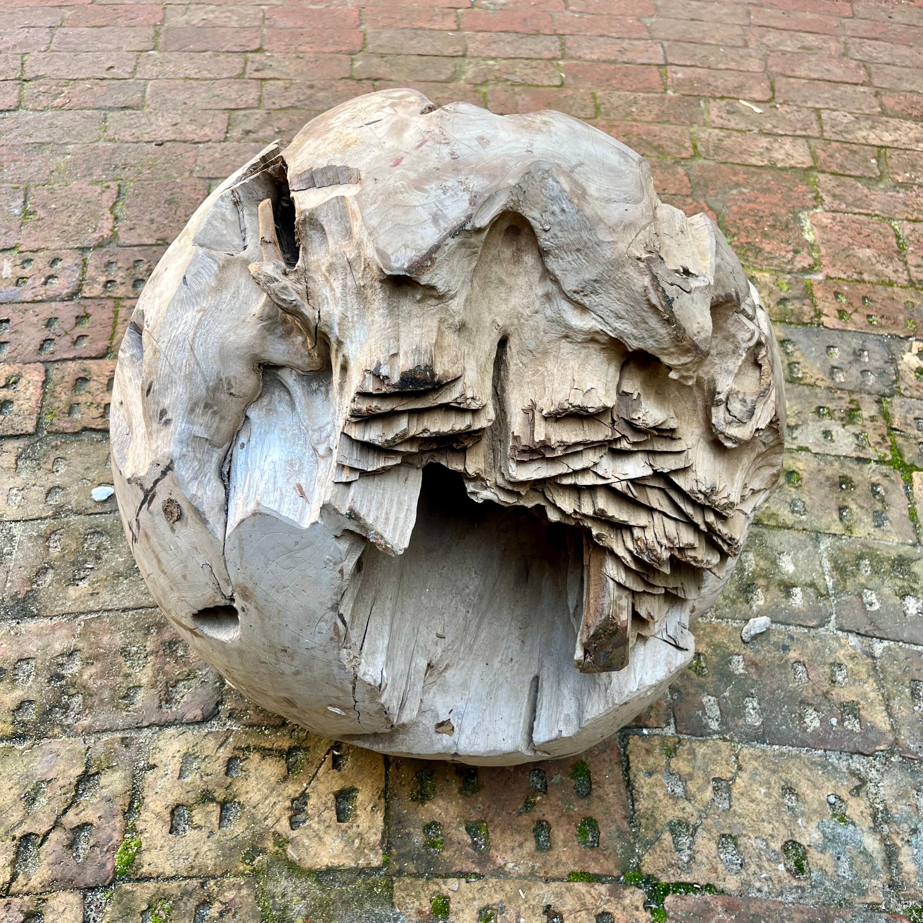 Organic Carved Wooden Decor Ball