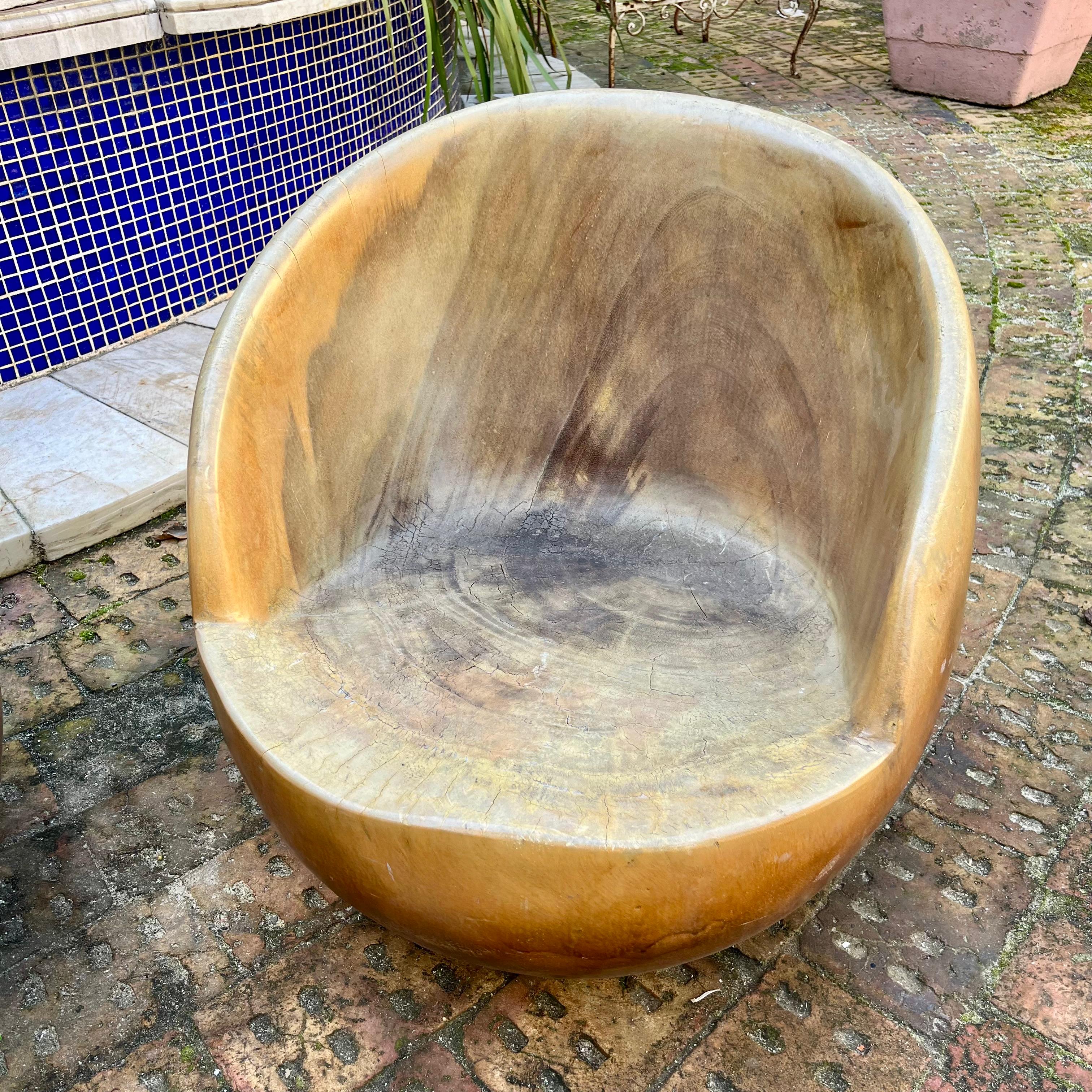 Carved Wooden Tub Chairs and Retro Wood Table
