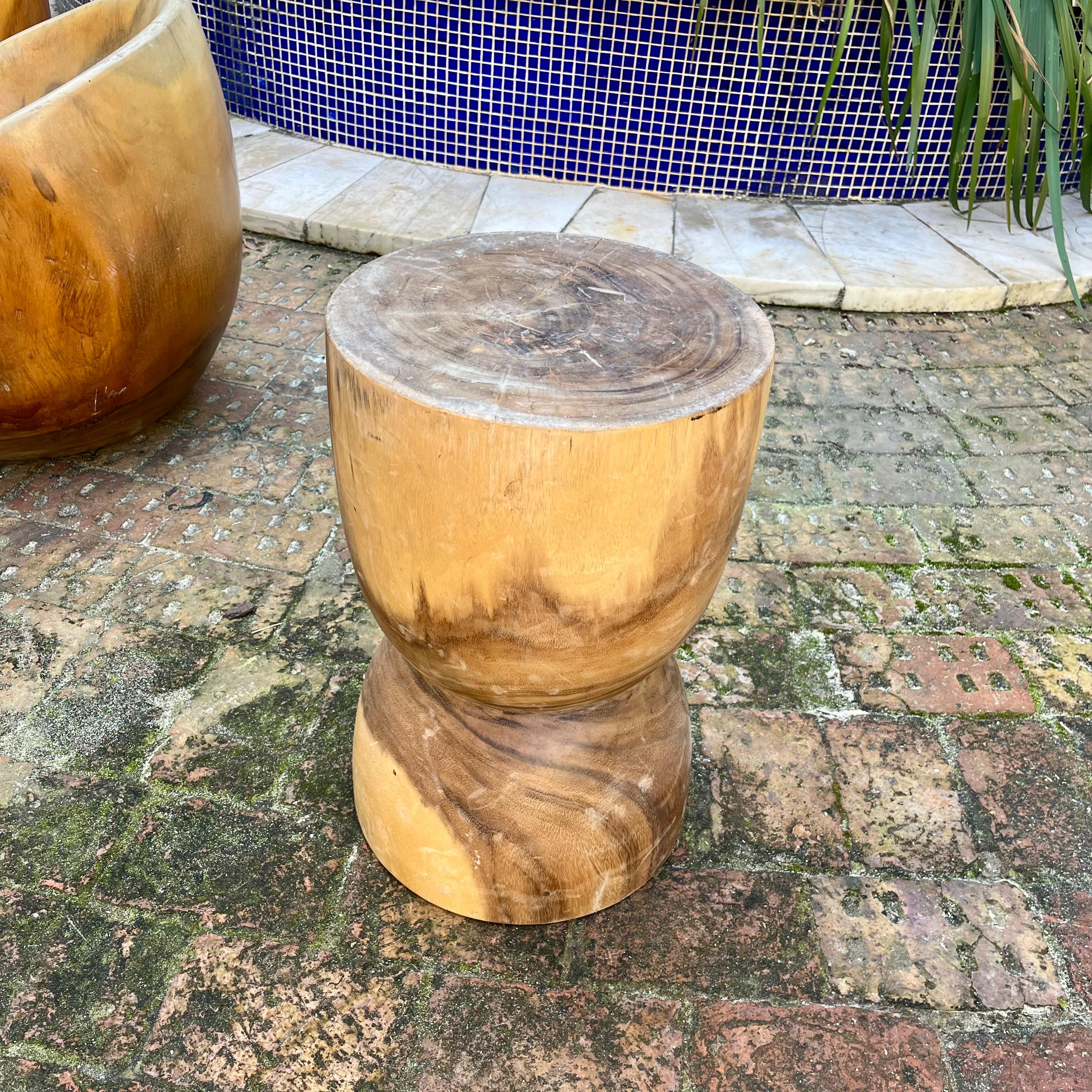 Carved Wooden Tub Chairs and Retro Wood Table