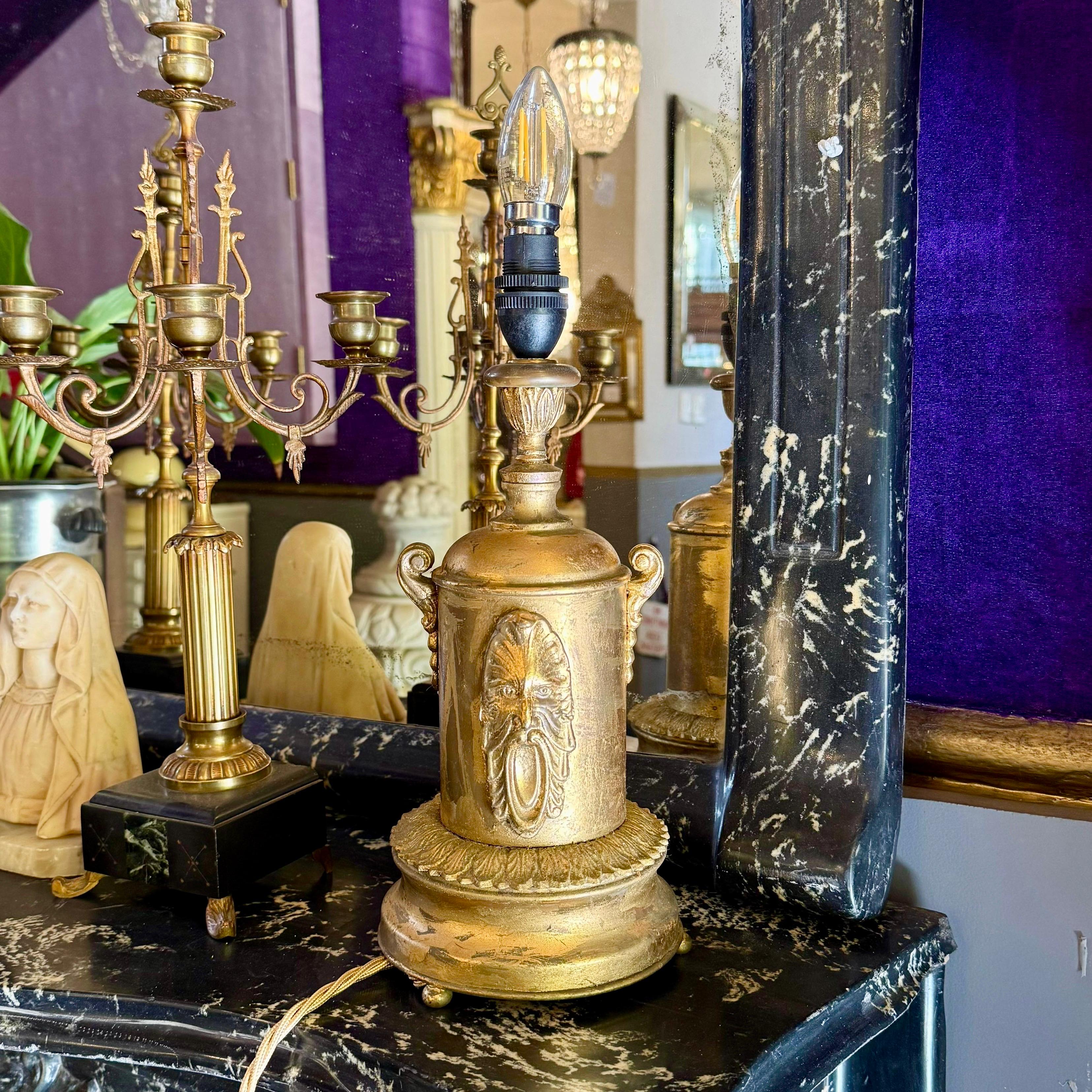 Antique Carved Gilt Lamp of Zeus