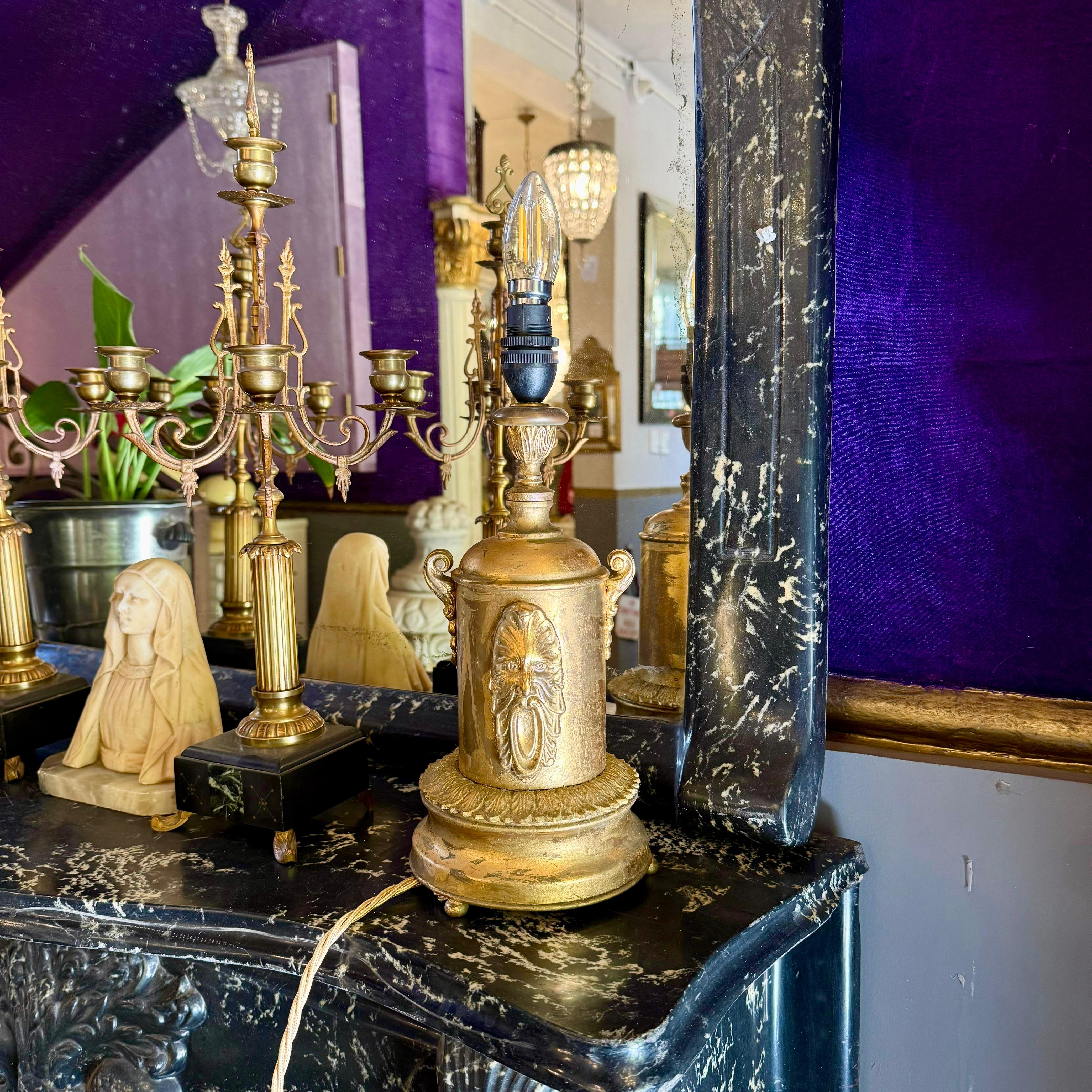 Antique Carved Gilt Lamp of Zeus