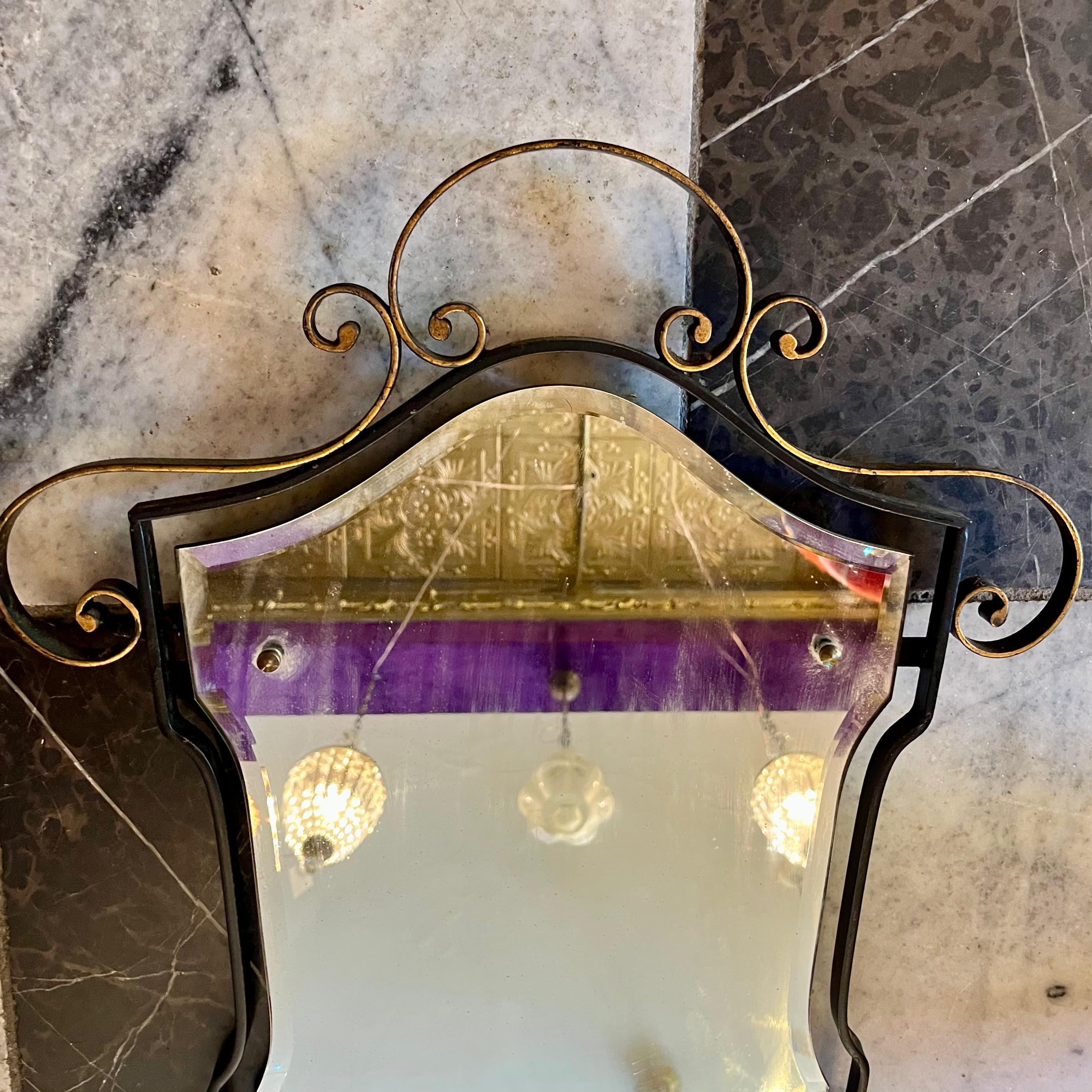 Wrought Iron Framed Wall Mirror with Scrolled Detailing