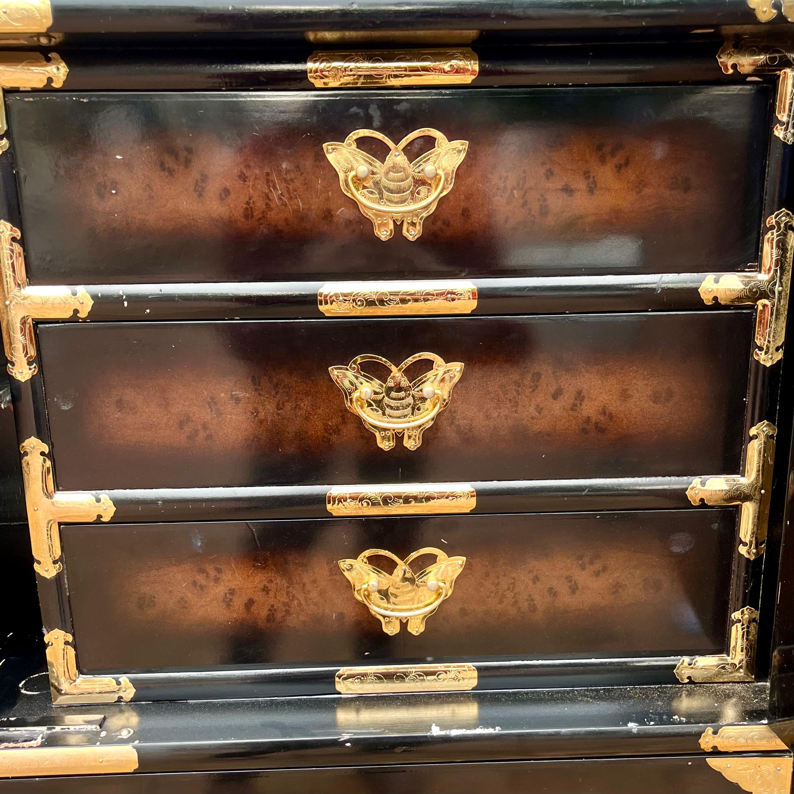 Vintage Korean Tansu Chest with Brass Mounts
