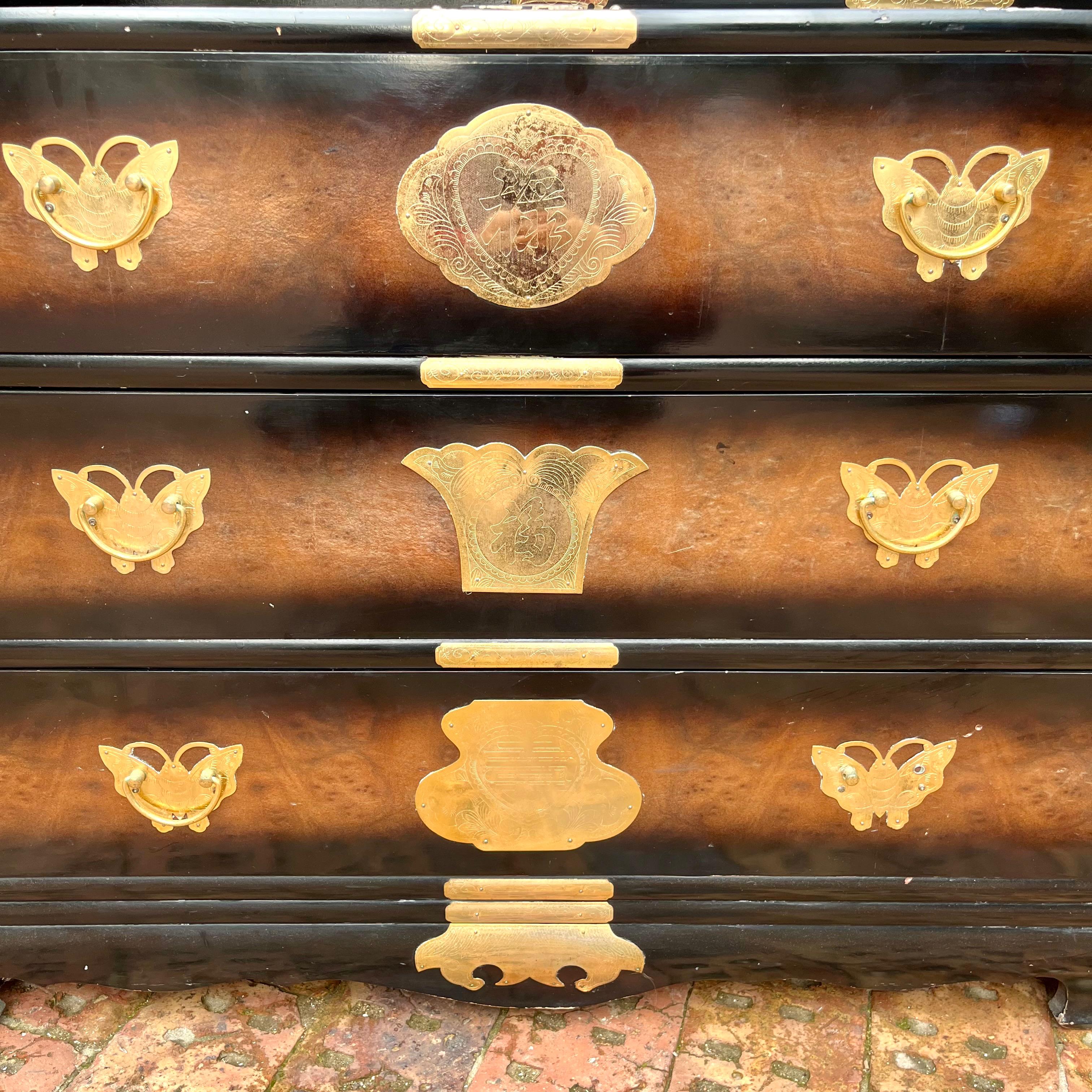 Vintage Korean Tansu Chest with Brass Mounts