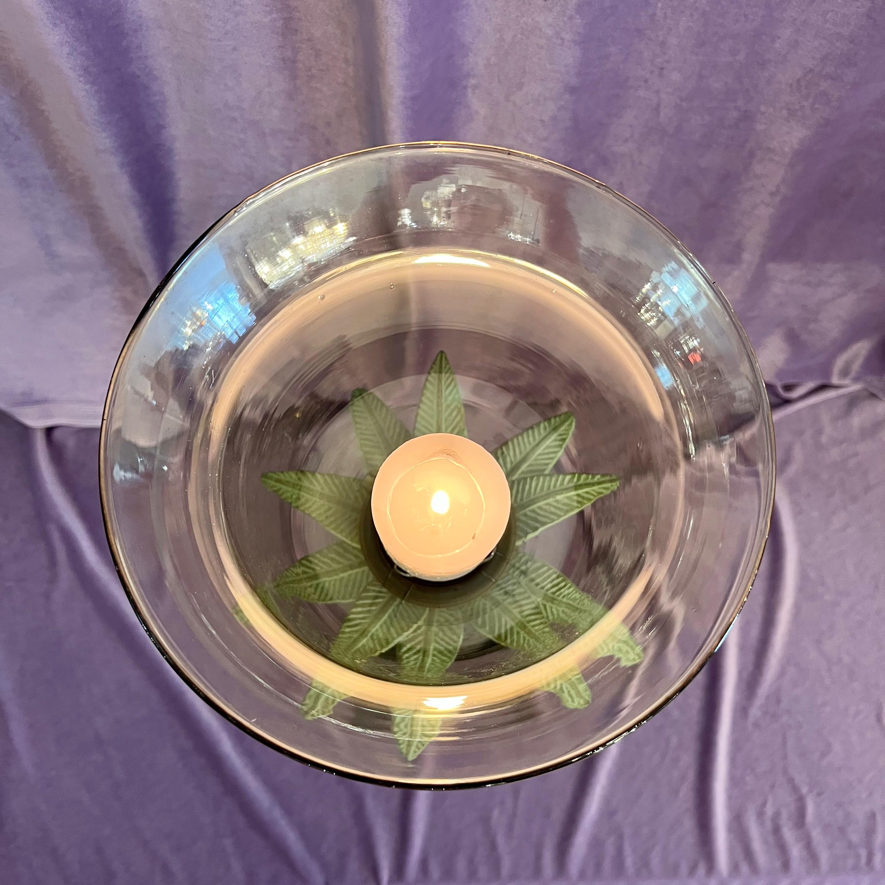 Palm Leaf Candleholder with Glass Shade
