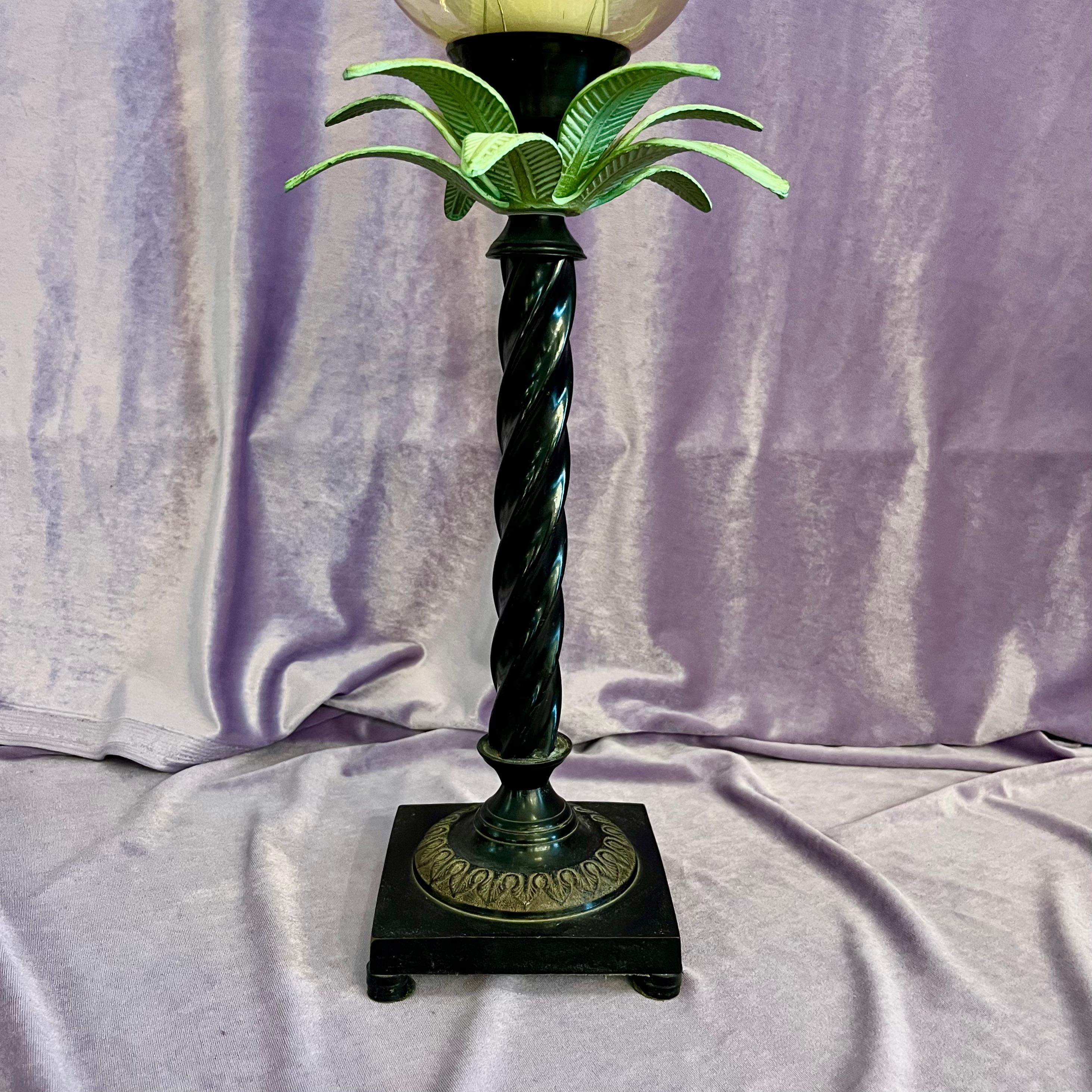 Palm Leaf Candleholder with Glass Shade
